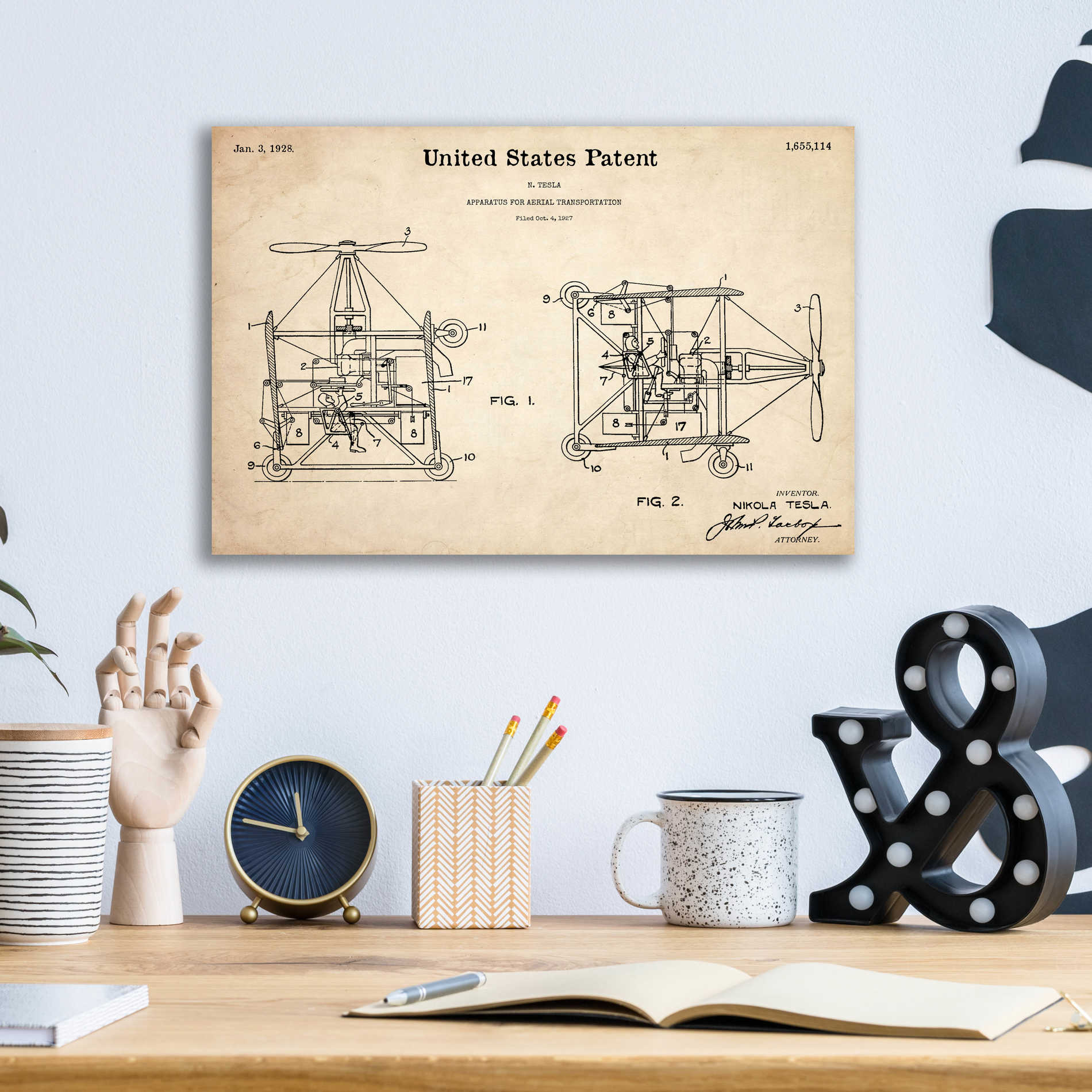 Epic Art 'Aerial Blueprint Patent Parchment,' Acrylic Glass Wall Art,16x12