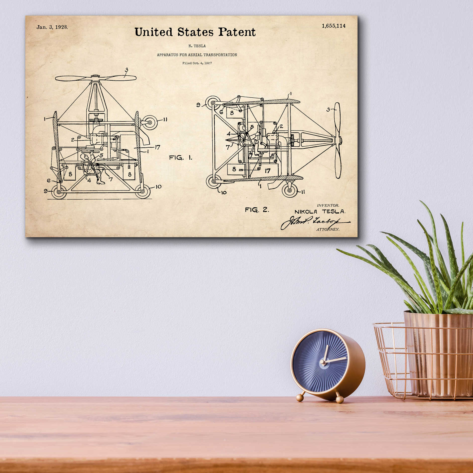 Epic Art 'Aerial Blueprint Patent Parchment,' Acrylic Glass Wall Art,16x12