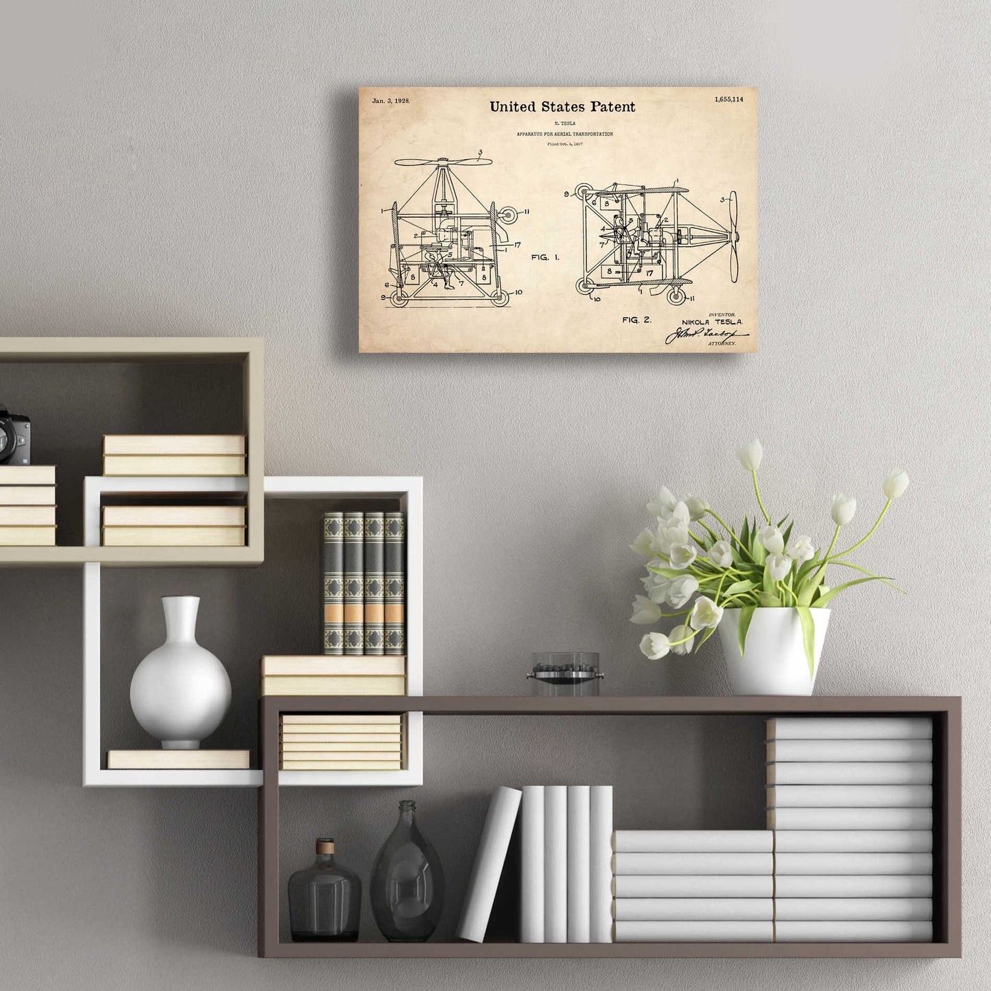 Epic Art 'Aerial Blueprint Patent Parchment,' Acrylic Glass Wall Art,24x16