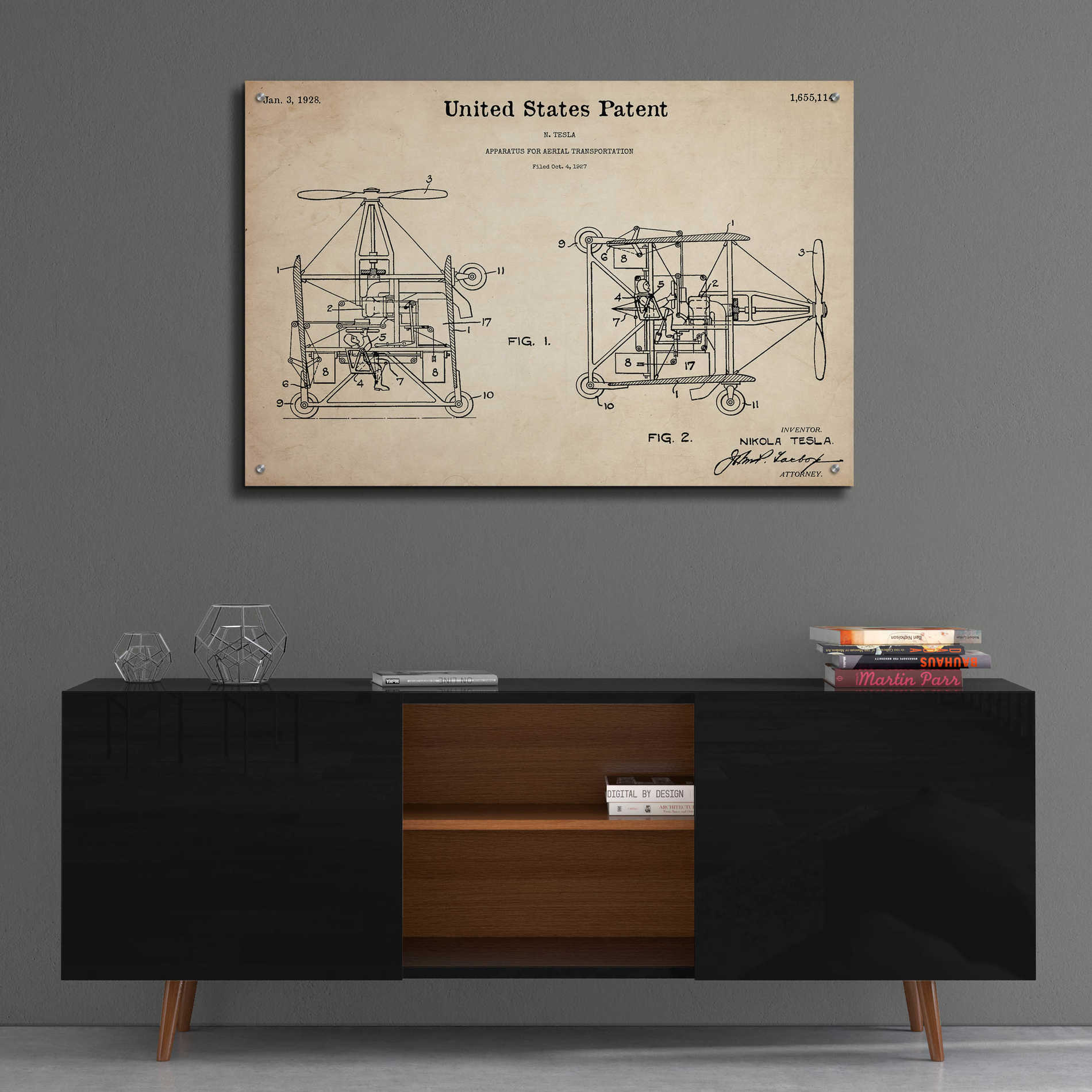 Epic Art 'Aerial Blueprint Patent Parchment,' Acrylic Glass Wall Art,36x24