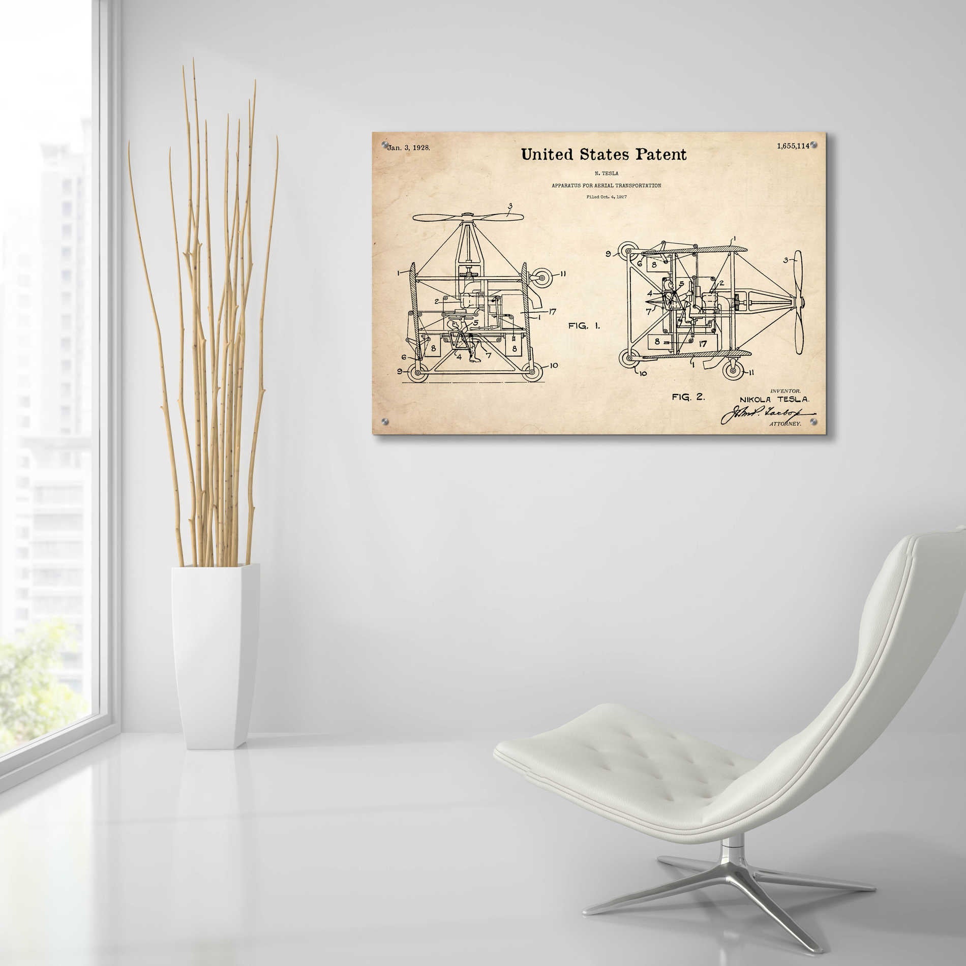 Epic Art 'Aerial Blueprint Patent Parchment,' Acrylic Glass Wall Art,36x24