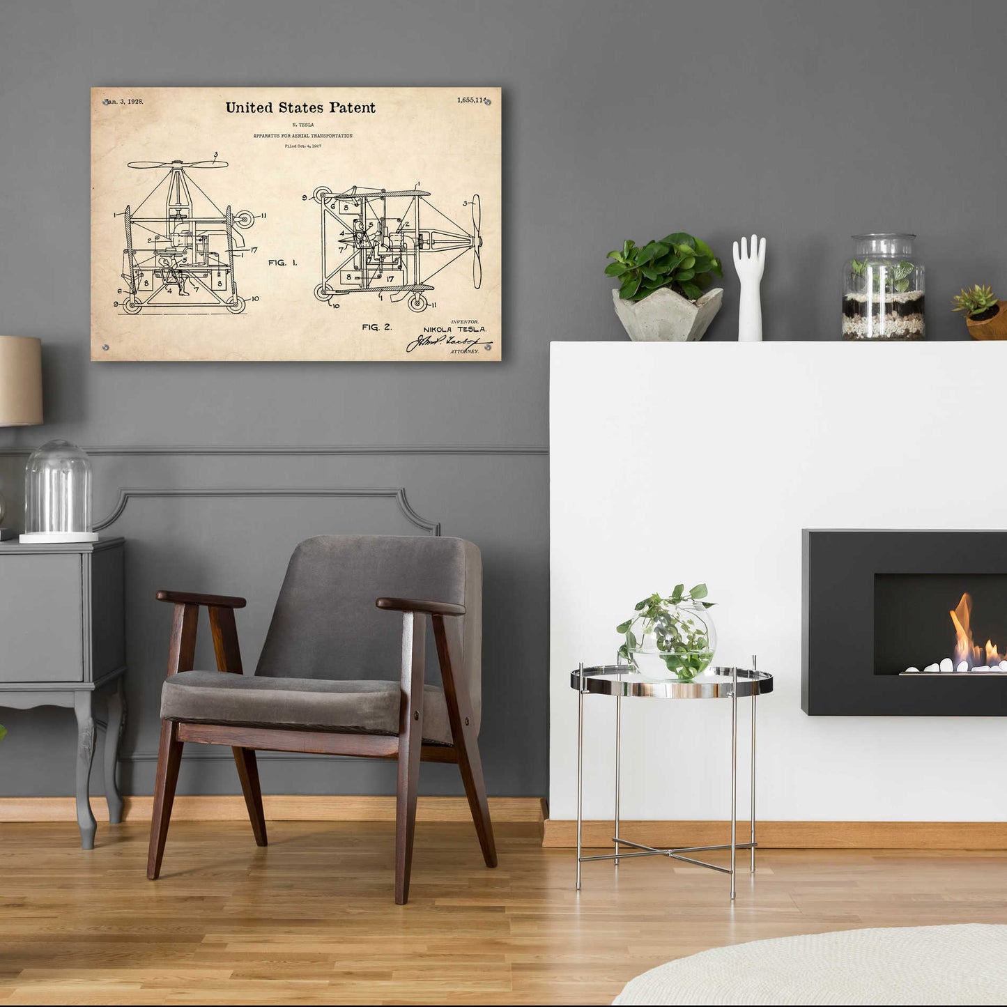 Epic Art 'Aerial Blueprint Patent Parchment,' Acrylic Glass Wall Art,36x24