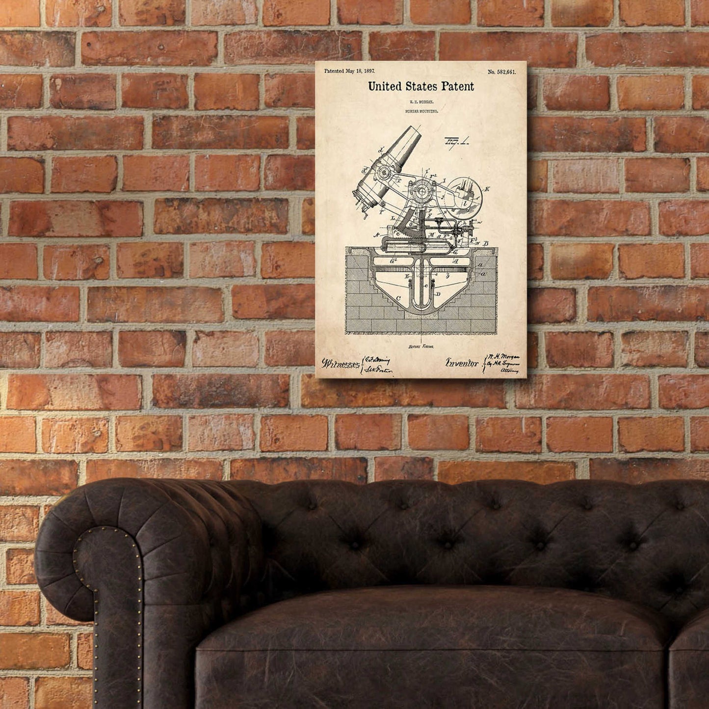 Epic Art 'Mortar Mounting Blueprint Patent Parchment,' Acrylic Glass Wall Art,16x24