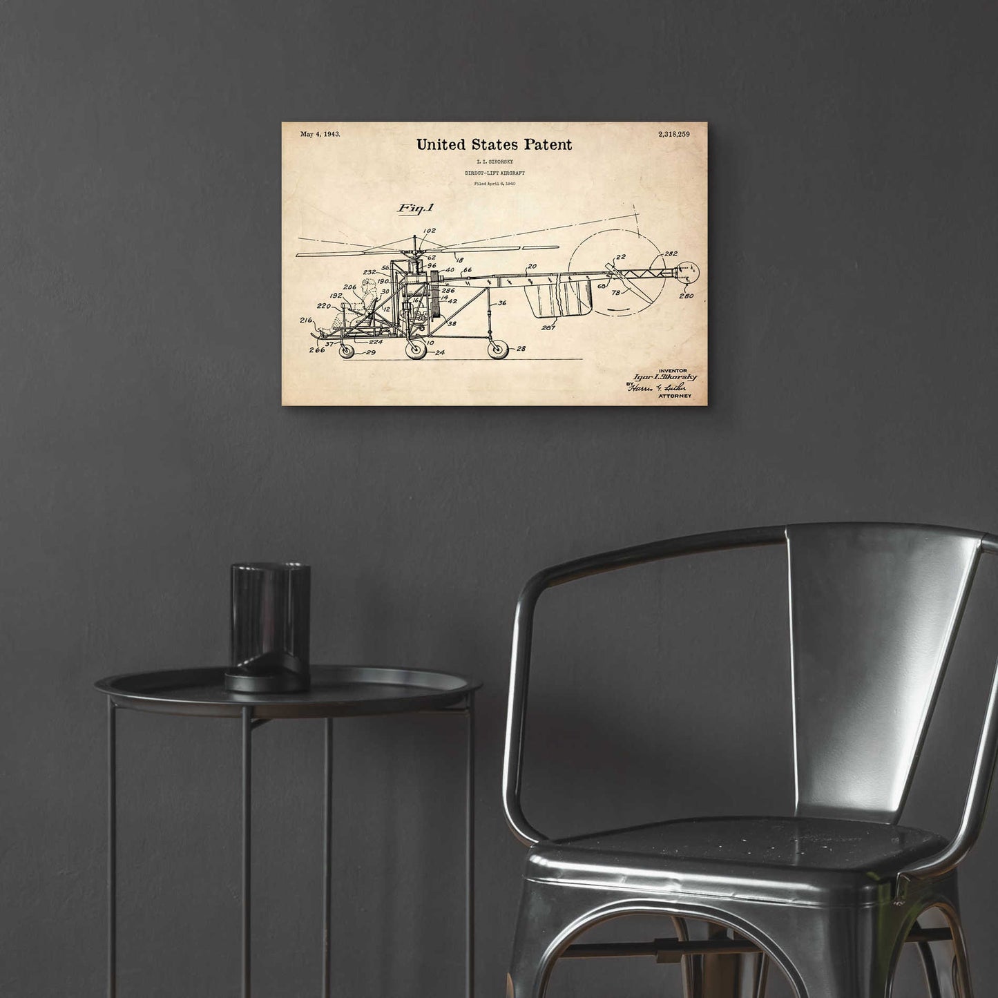 Epic Art 'Direct-Lift Aircraft Blueprint Patent Parchment,' Acrylic Glass Wall Art,24x16