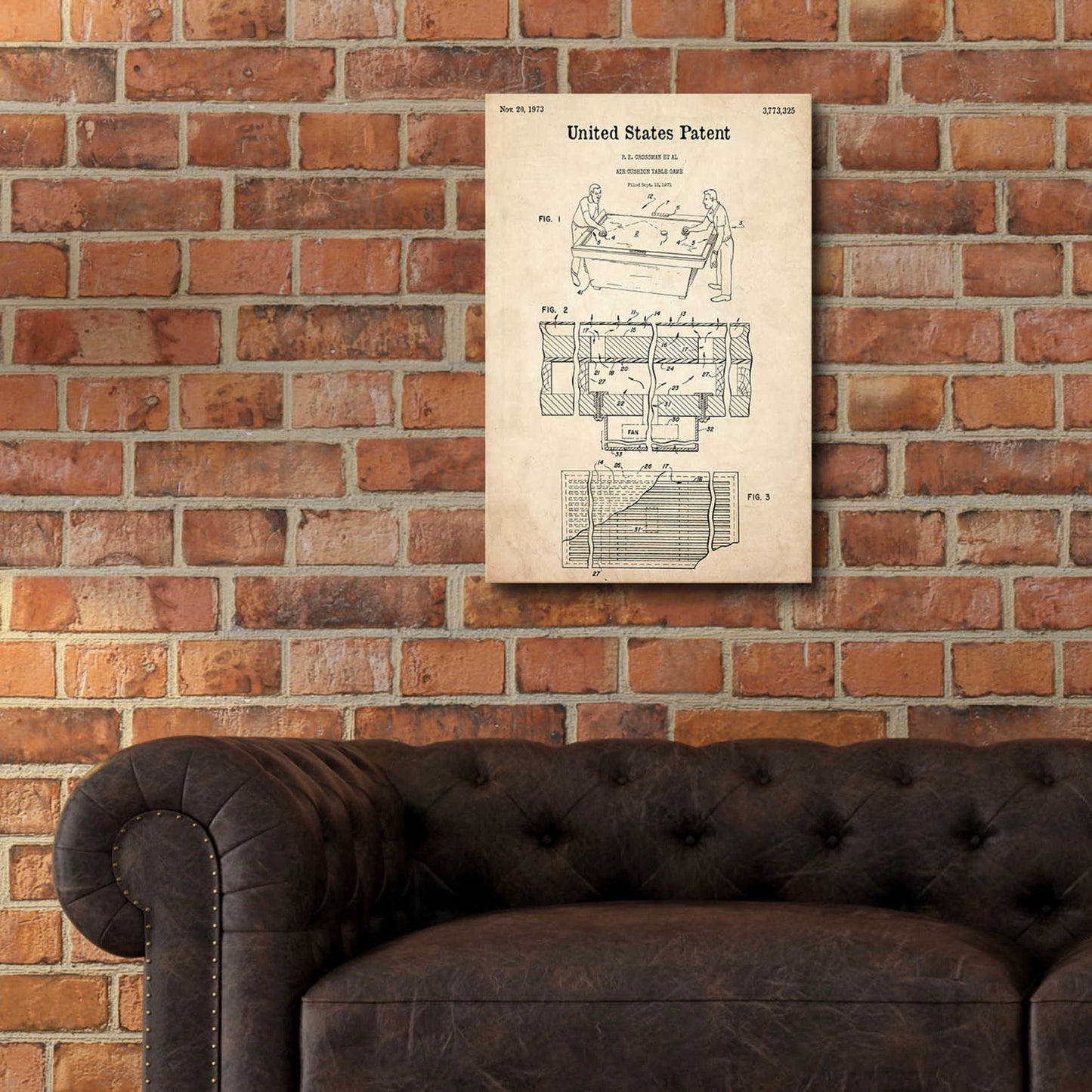 Epic Art 'Air Hockey Blueprint Patent Parchment,' Acrylic Glass Wall Art,16x24