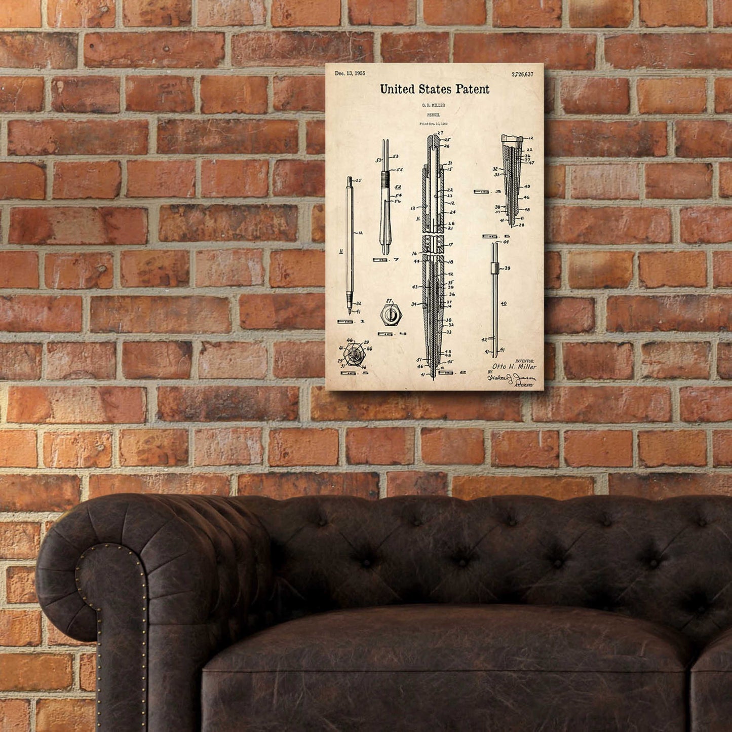 Epic Art 'Mechanical Pencil Blueprint Patent Parchment,' Acrylic Glass Wall Art,16x24