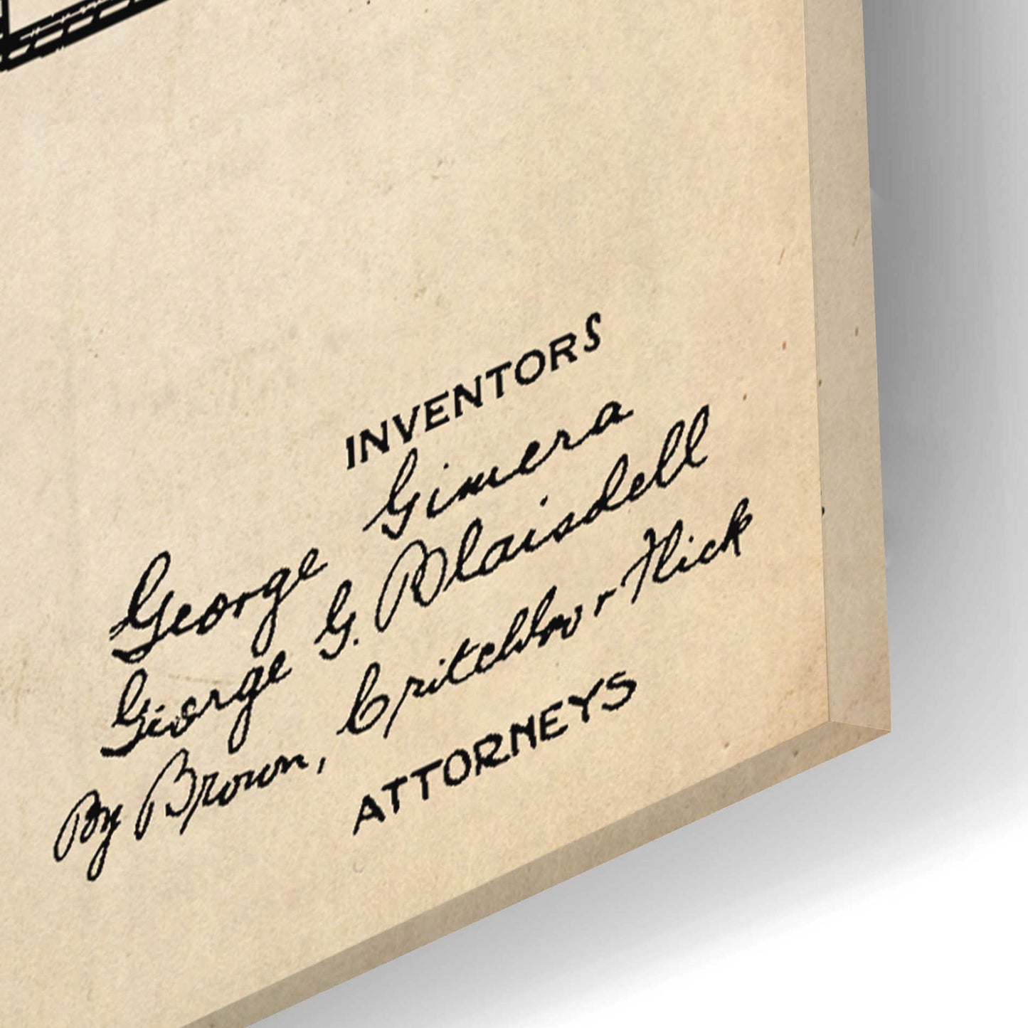 Epic Art 'Pocket Lighter Blueprint Patent Parchment,' Acrylic Glass Wall Art,12x16