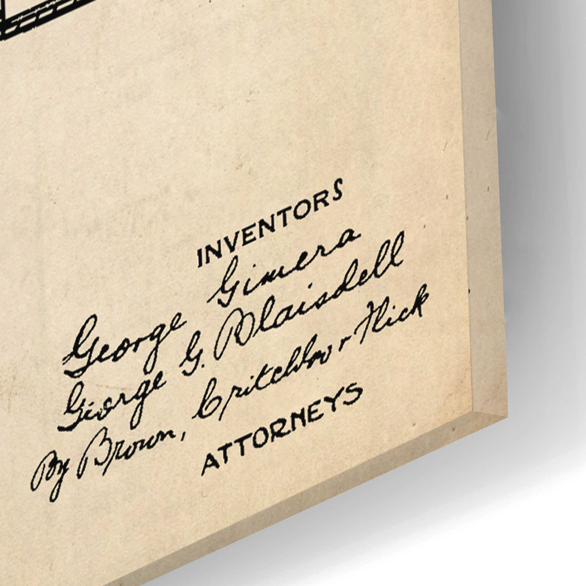 Epic Art 'Pocket Lighter Blueprint Patent Parchment,' Acrylic Glass Wall Art,12x16