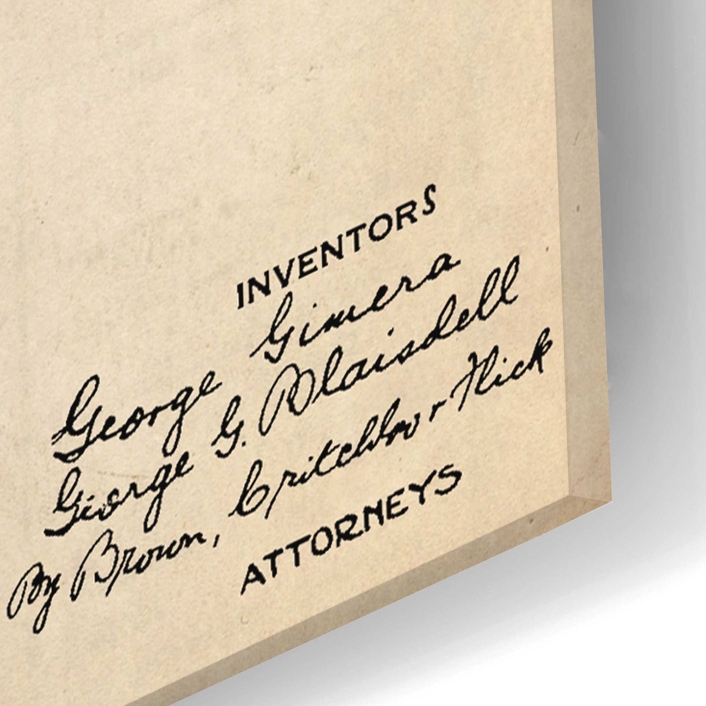 Epic Art 'Pocket Lighter Blueprint Patent Parchment,' Acrylic Glass Wall Art,16x24