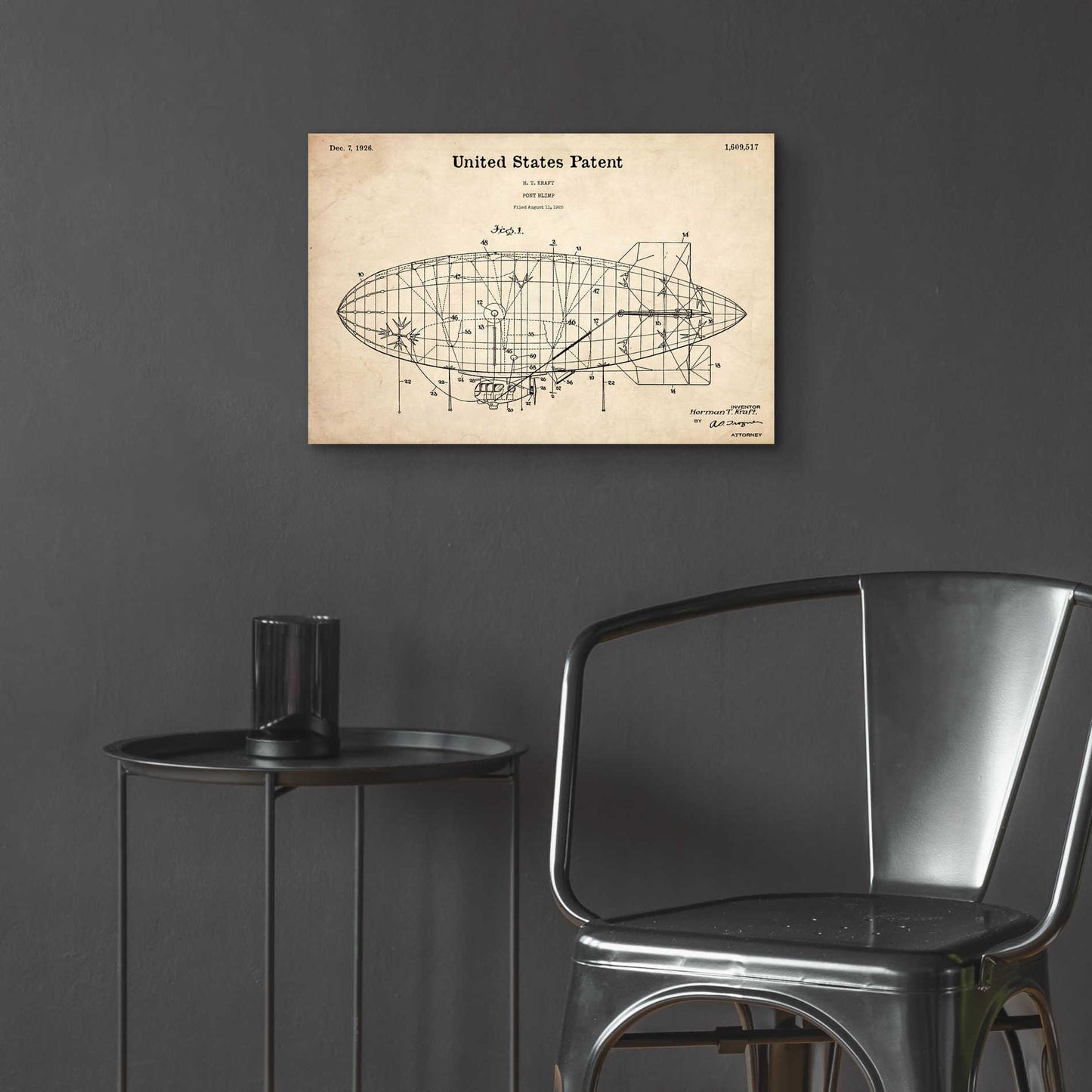 Epic Art 'Pony Blimp Blueprint Patent Parchment,' Acrylic Glass Wall Art,24x16