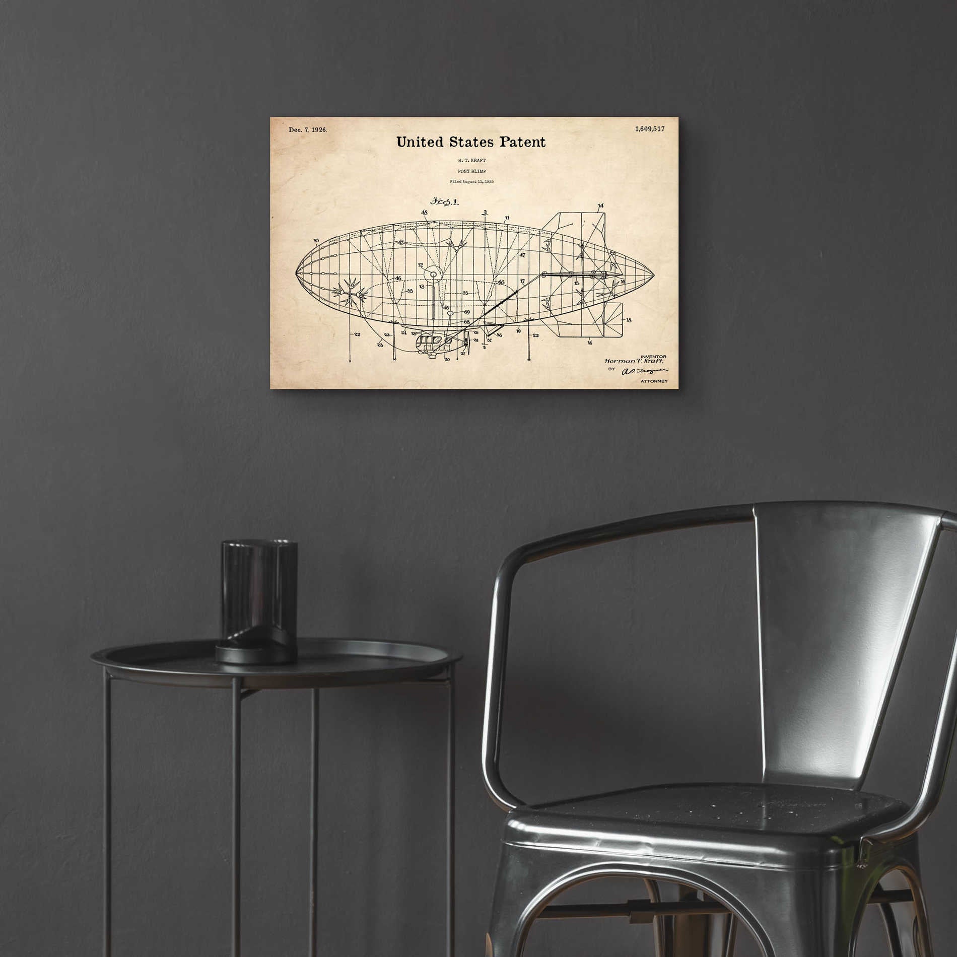 Epic Art 'Pony Blimp Blueprint Patent Parchment,' Acrylic Glass Wall Art,24x16