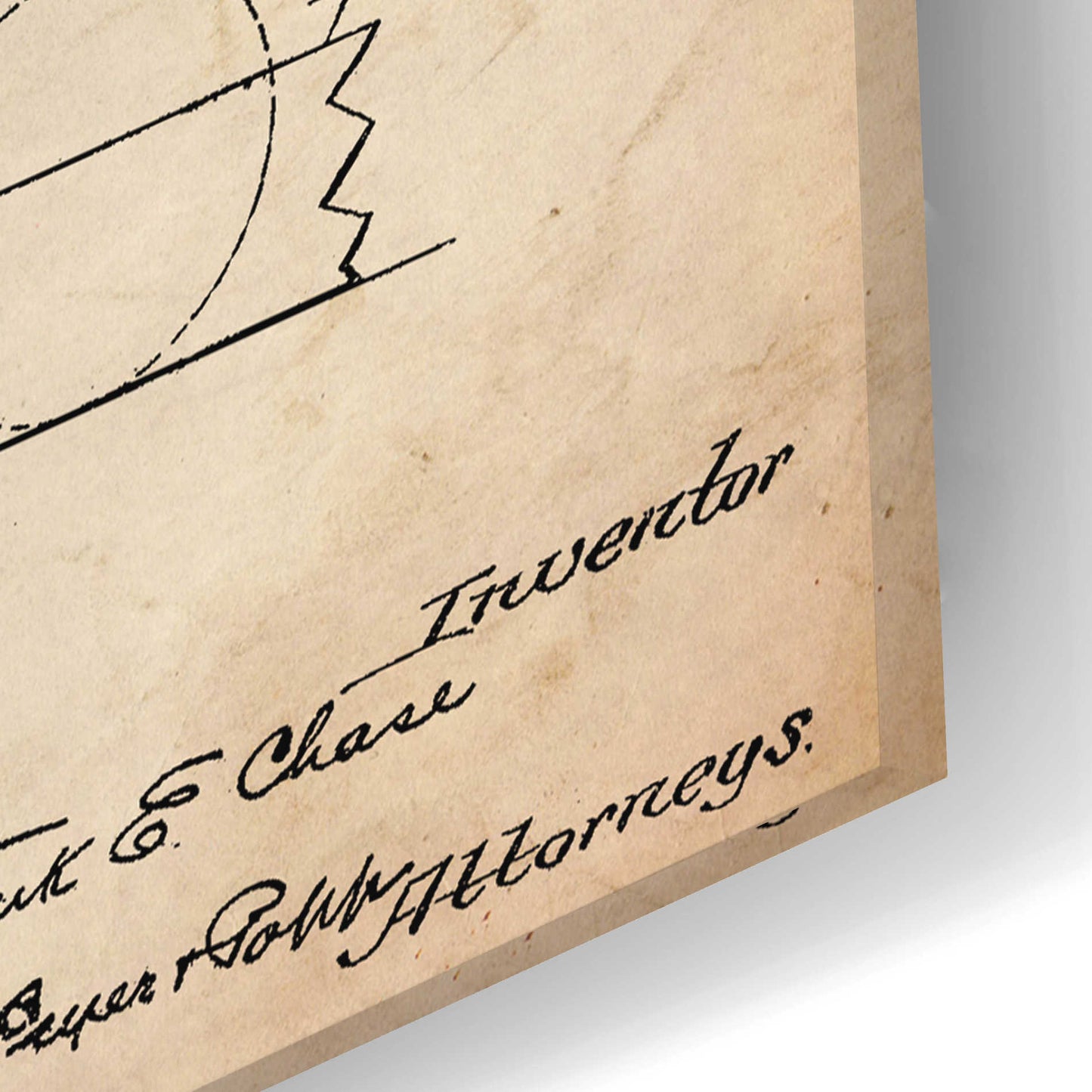 Epic Art 'Pool Ball Frame Blueprint Patent Parchment,' Acrylic Glass Wall Art,24x16