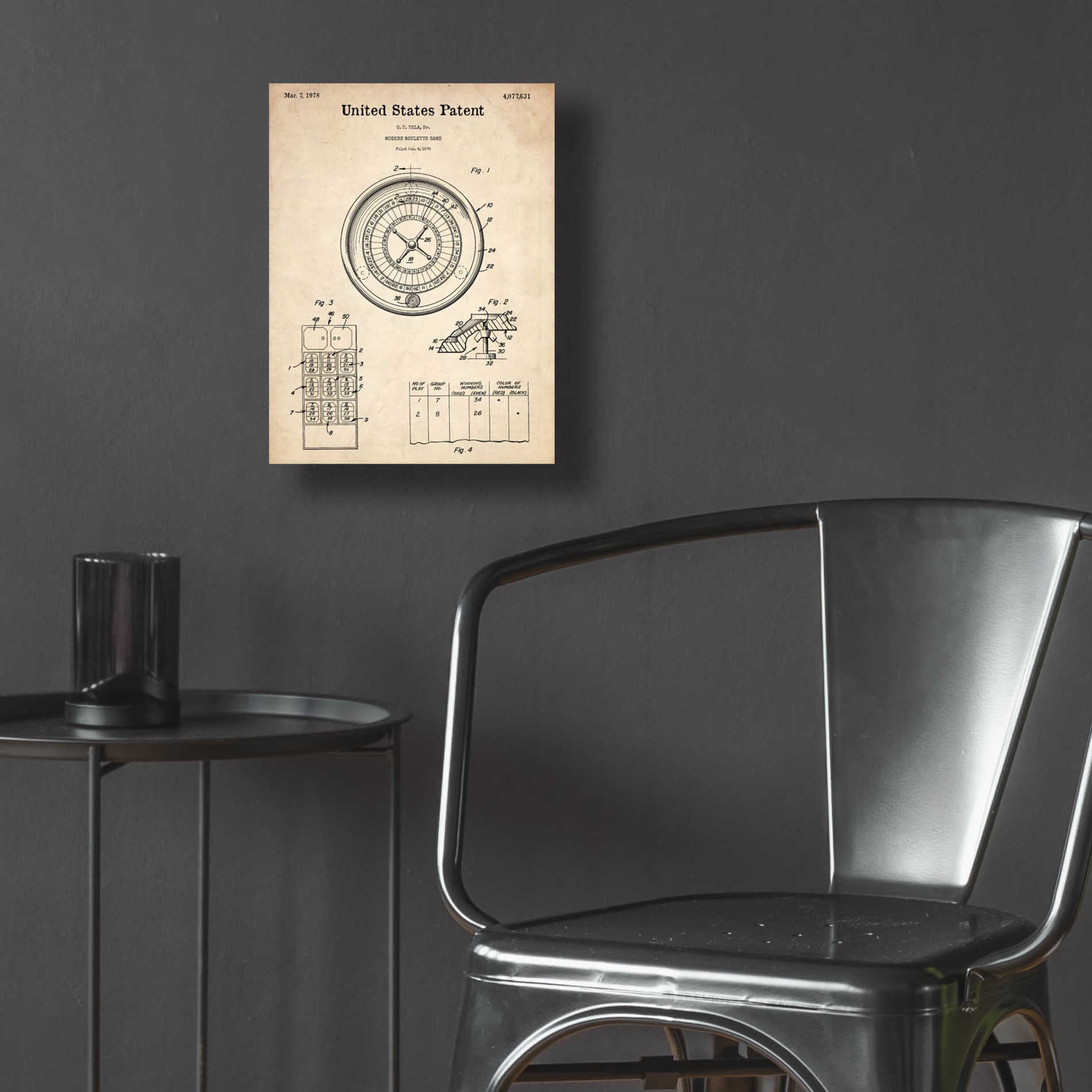 Epic Art 'Roulette Blueprint Patent Parchment,' Acrylic Glass Wall Art,12x16