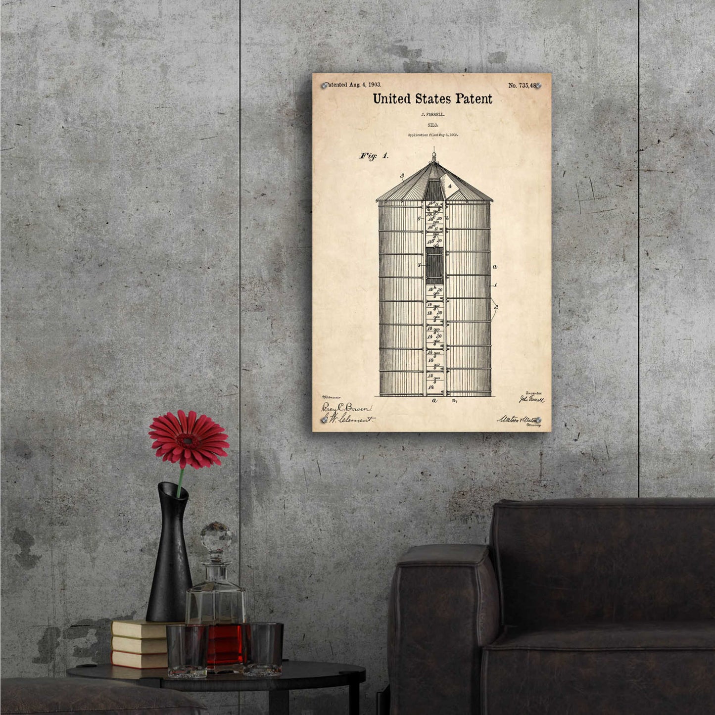 Epic Art 'Silo Blueprint Patent Parchment,' Acrylic Glass Wall Art,24x36