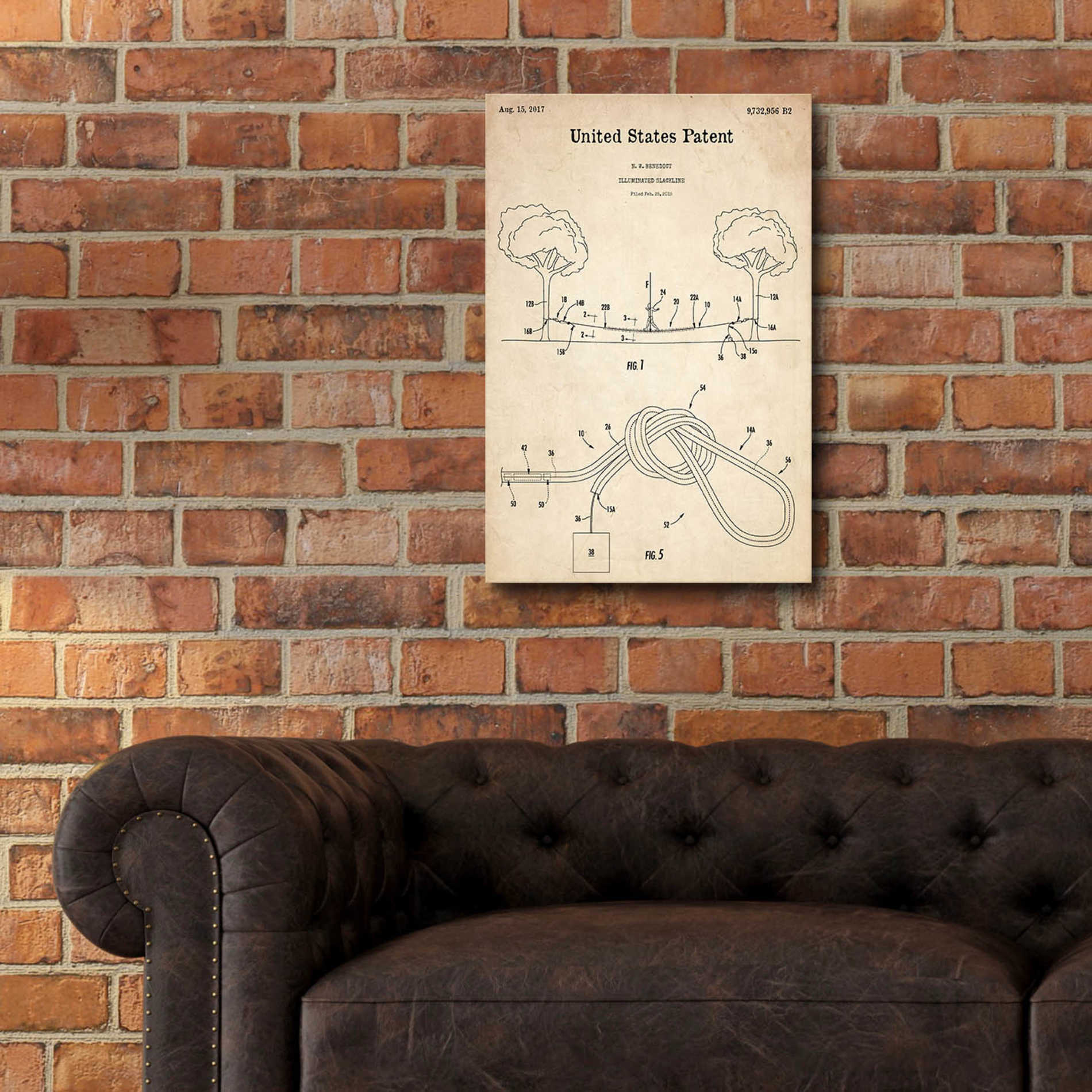 Epic Art 'Slackline Blueprint Patent Parchment,' Acrylic Glass Wall Art,16x24