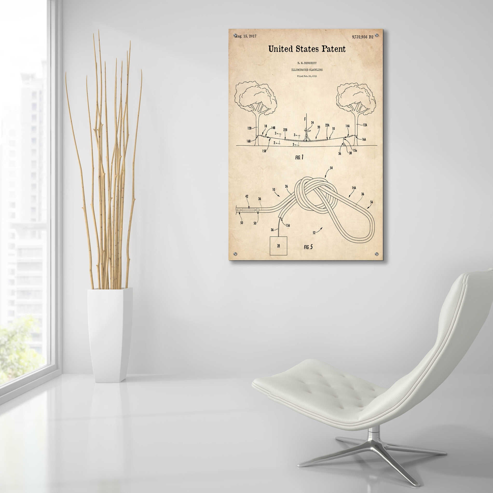 Epic Art 'Slackline Blueprint Patent Parchment,' Acrylic Glass Wall Art,24x36