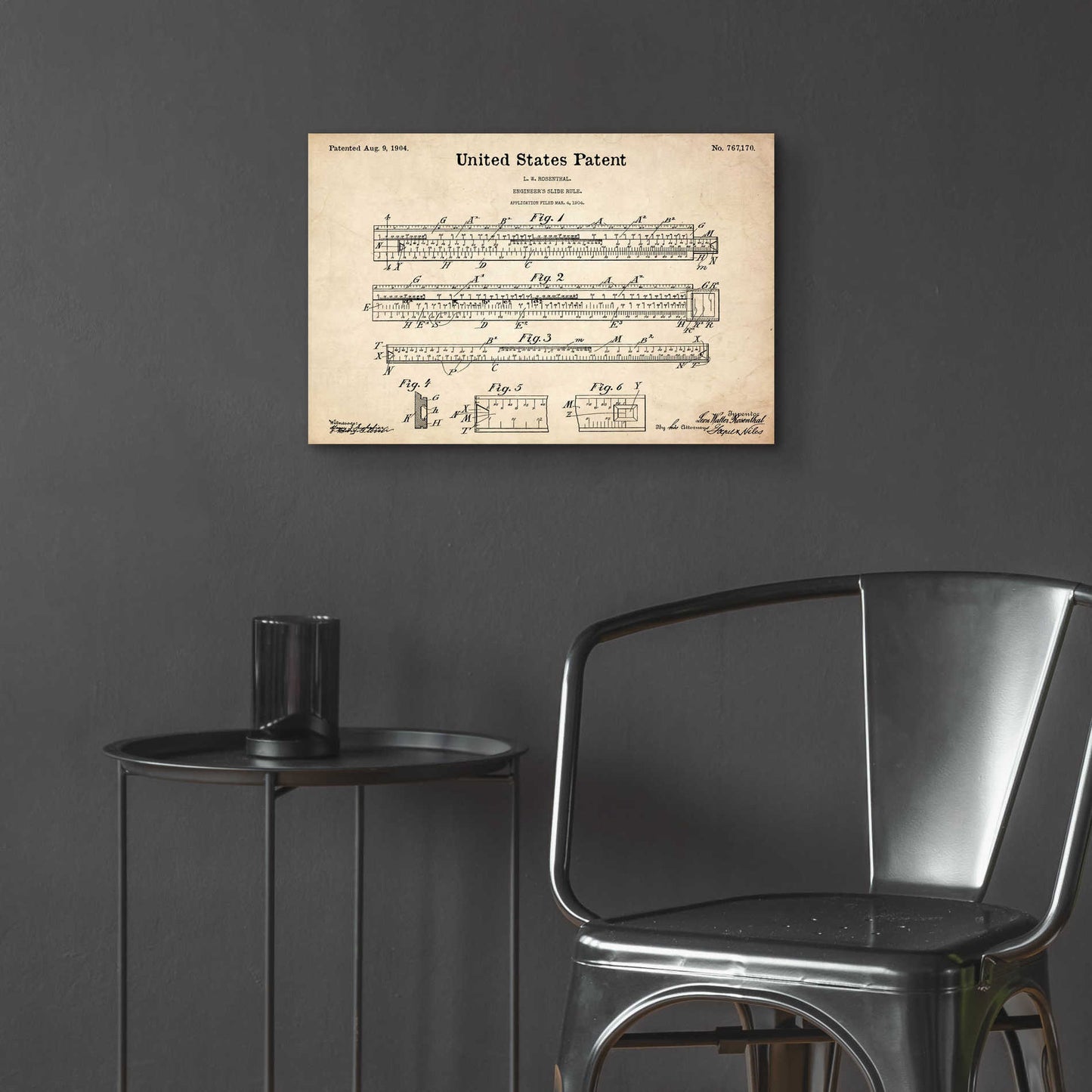 Epic Art 'Slide Rule Blueprint Patent Parchment,' Acrylic Glass Wall Art,24x16