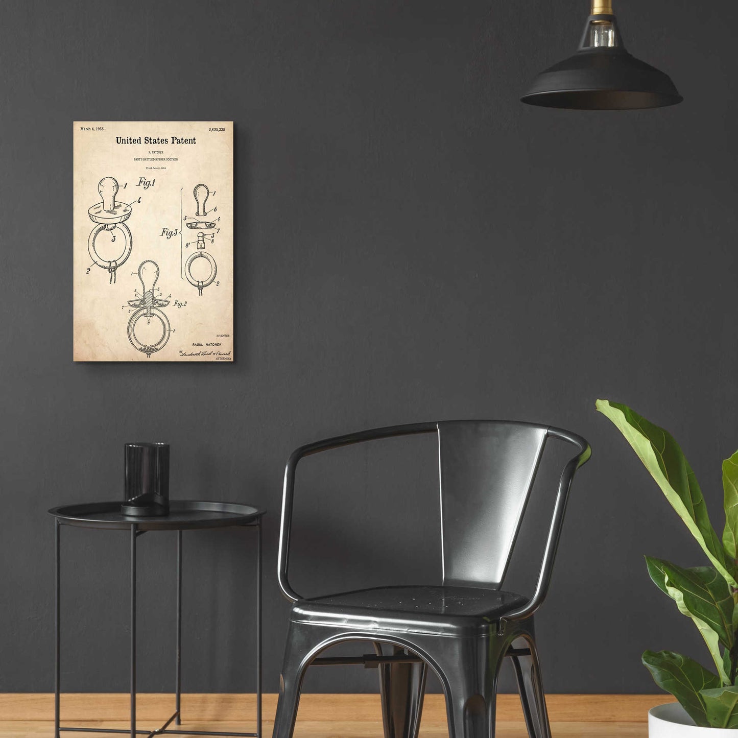 Epic Art 'Baby Pacifier Blueprint Patent Parchment,' Acrylic Glass Wall Art,16x24