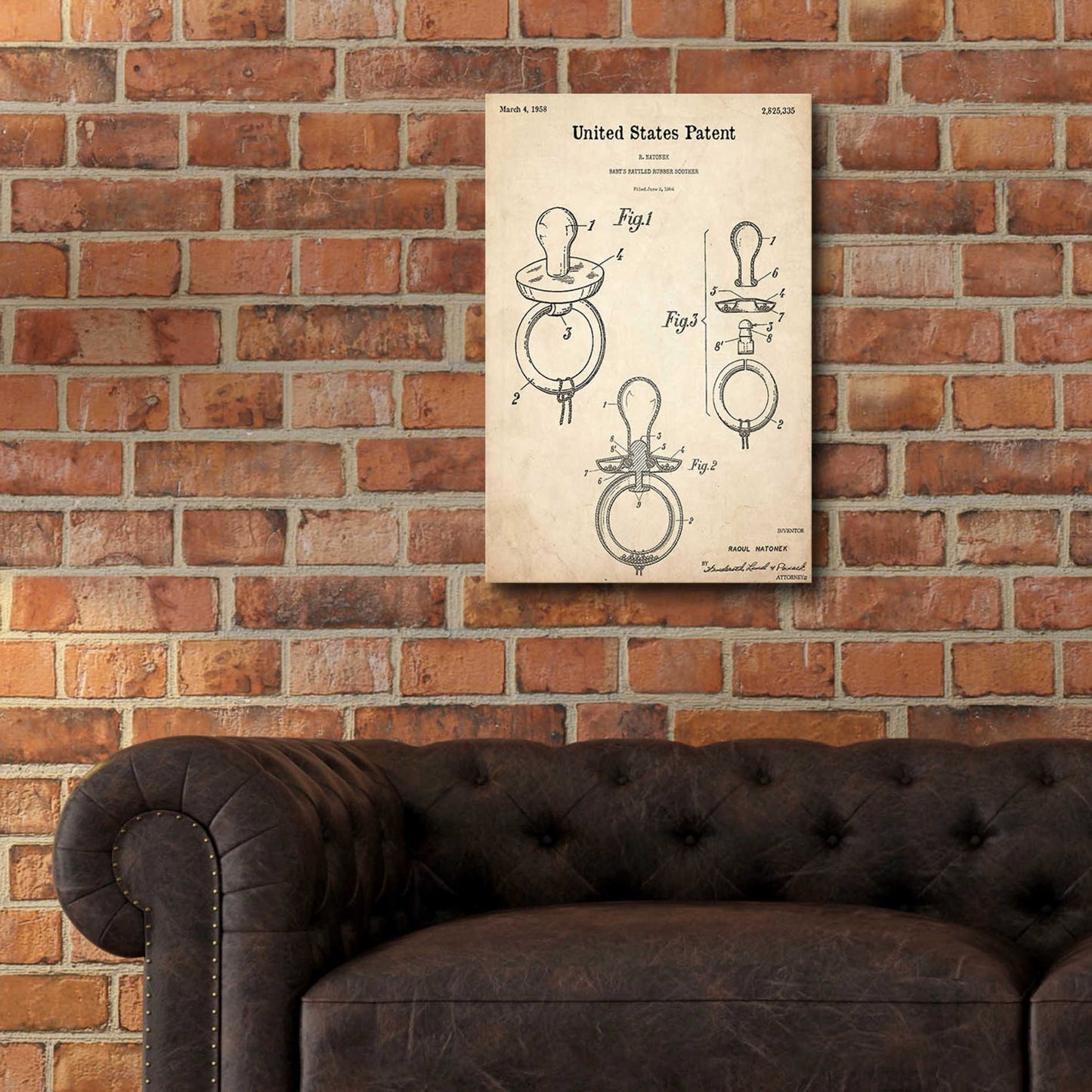 Epic Art 'Baby Pacifier Blueprint Patent Parchment,' Acrylic Glass Wall Art,16x24