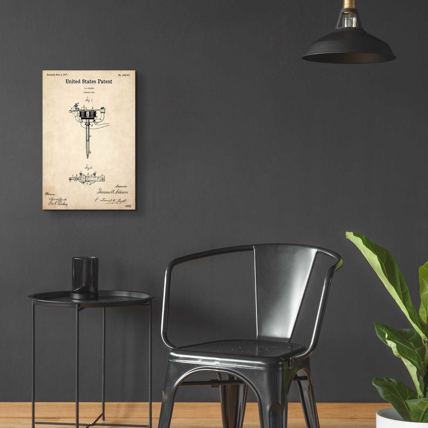 Epic Art 'Tattoo Stencil Pen Blueprint Patent Parchment,' Acrylic Glass Wall Art,16x24