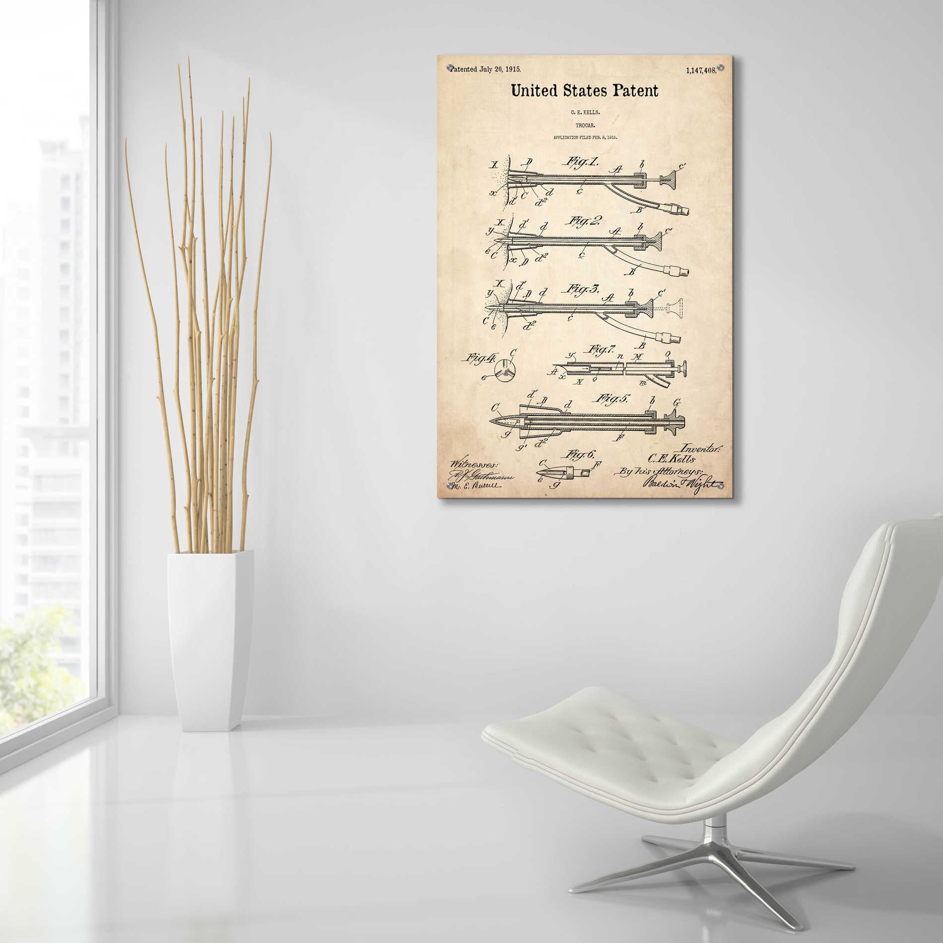 Epic Art 'Trocar Blueprint Patent Parchment,' Acrylic Glass Wall Art,24x36