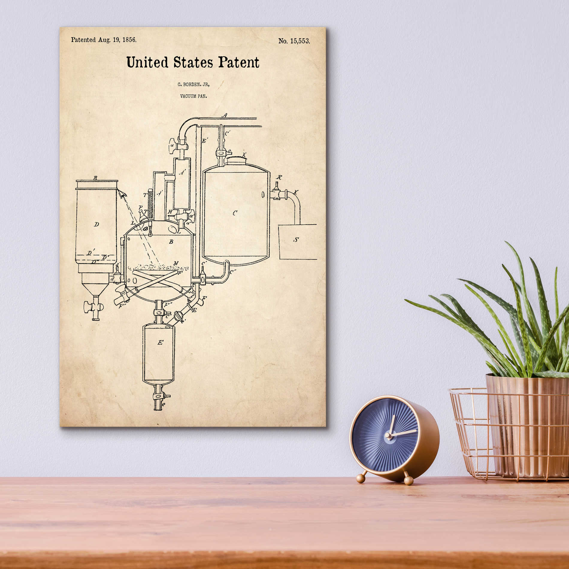 Epic Art 'Vacuum Pan Blueprint Patent Parchment,' Acrylic Glass Wall Art,12x16