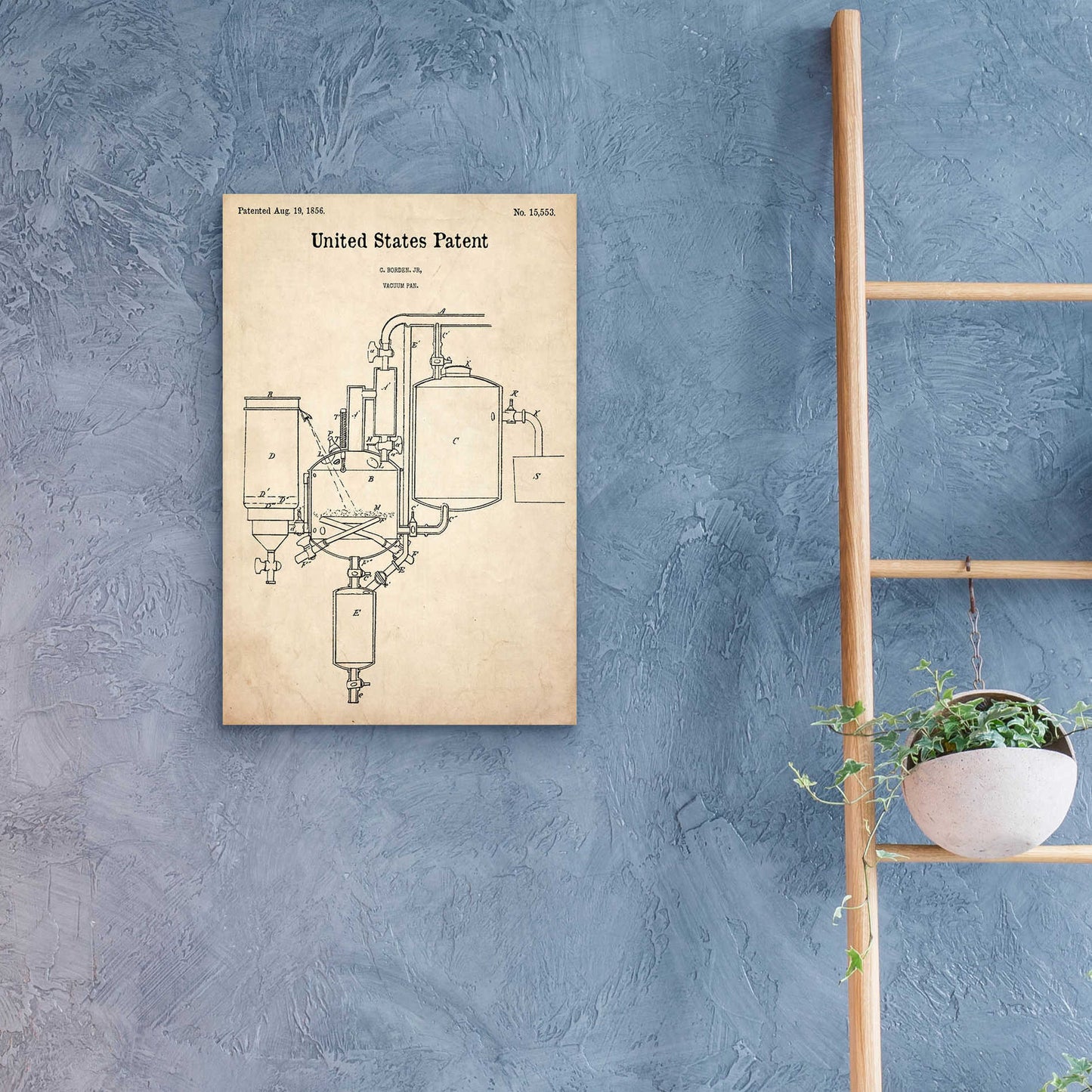 Epic Art 'Vacuum Pan Blueprint Patent Parchment,' Acrylic Glass Wall Art,16x24