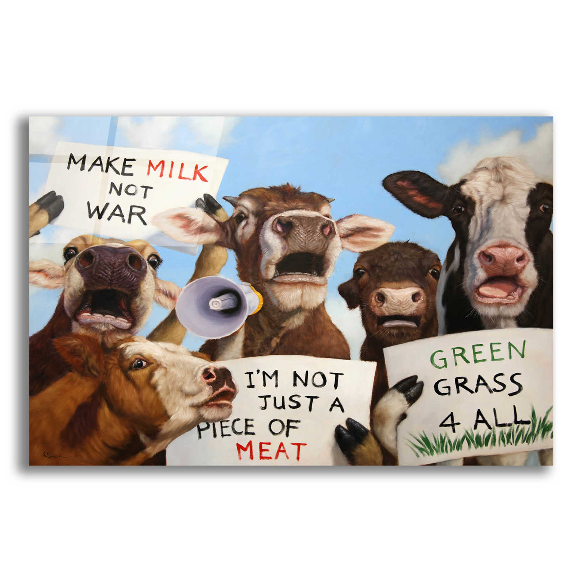 Epic Art 'Political Moooovement' by Lucia Heffernan, Acrylic Glass Wall Art,16x12