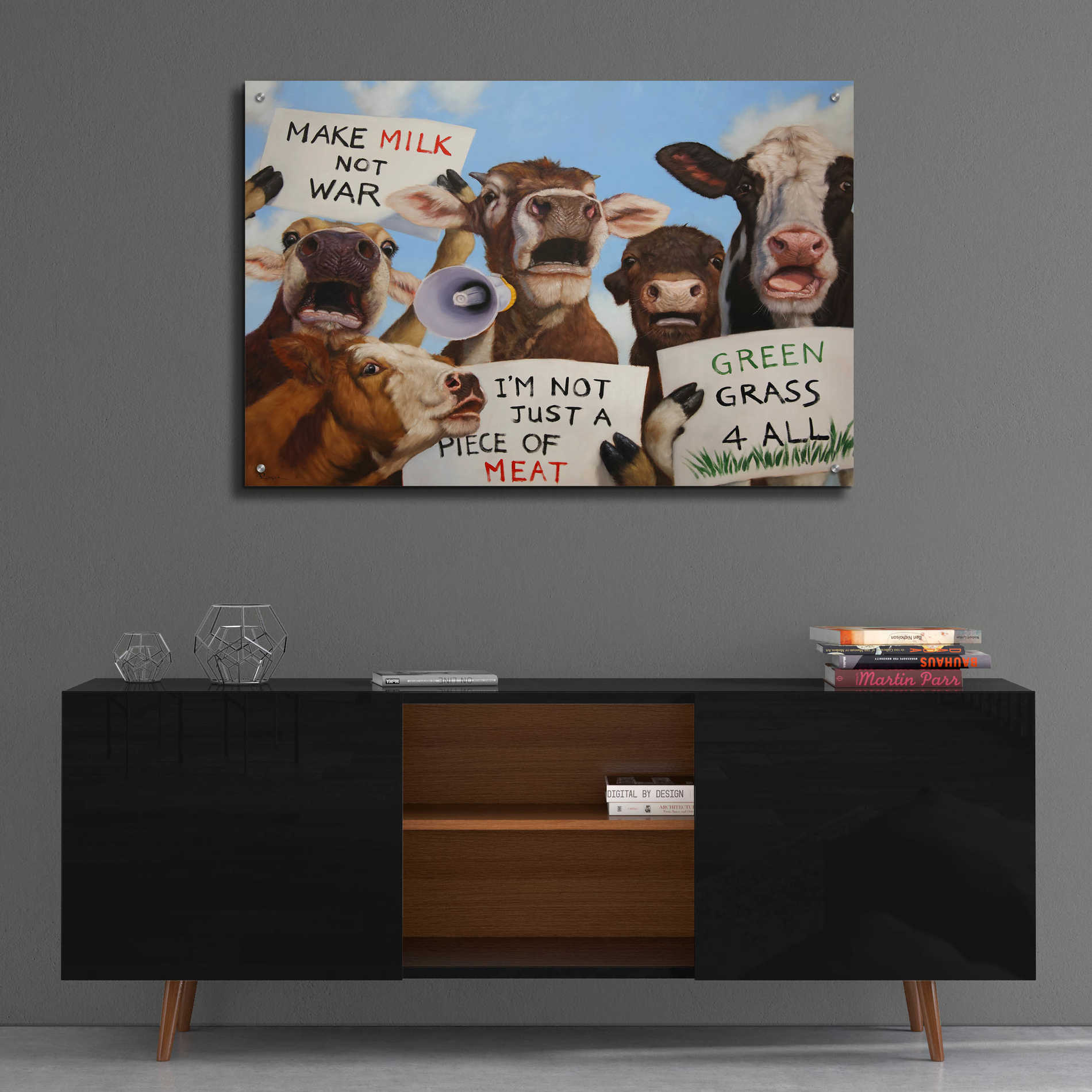 Epic Art 'Political Moooovement' by Lucia Heffernan, Acrylic Glass Wall Art,36x24