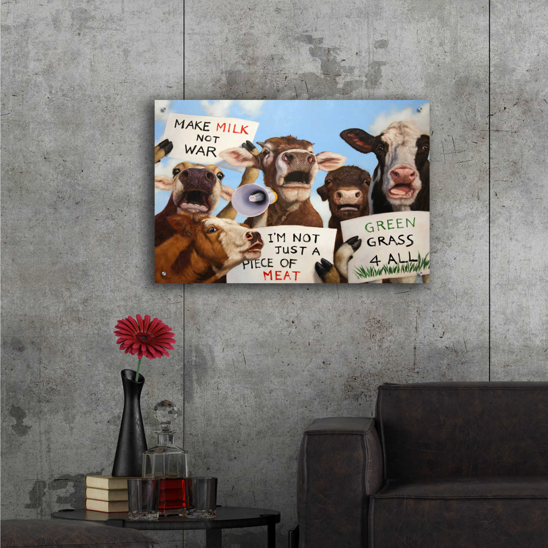 Epic Art 'Political Moooovement' by Lucia Heffernan, Acrylic Glass Wall Art,36x24