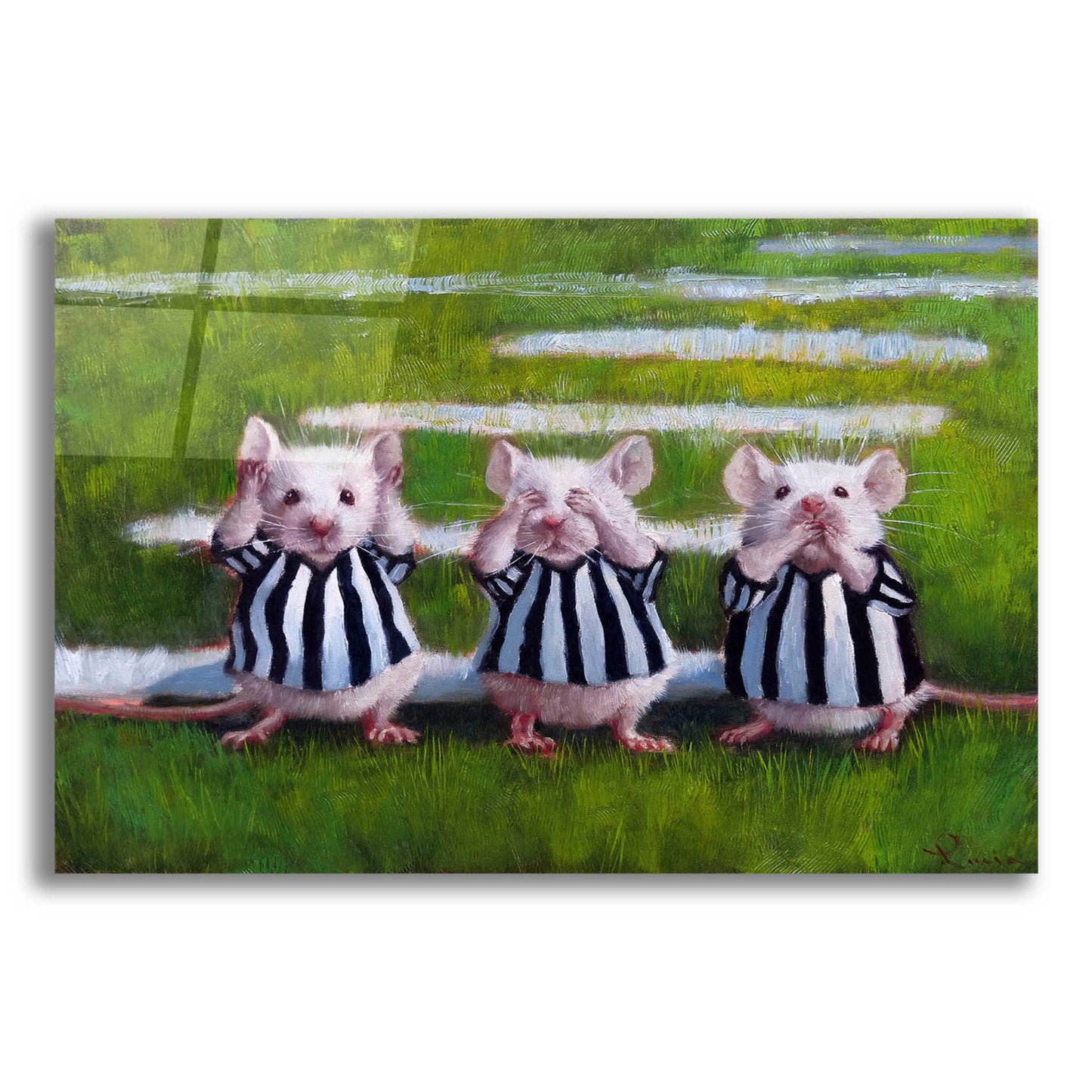 Epic Art 'Three Blind Mice' by Lucia Heffernan, Acrylic Glass Wall Art,16x12