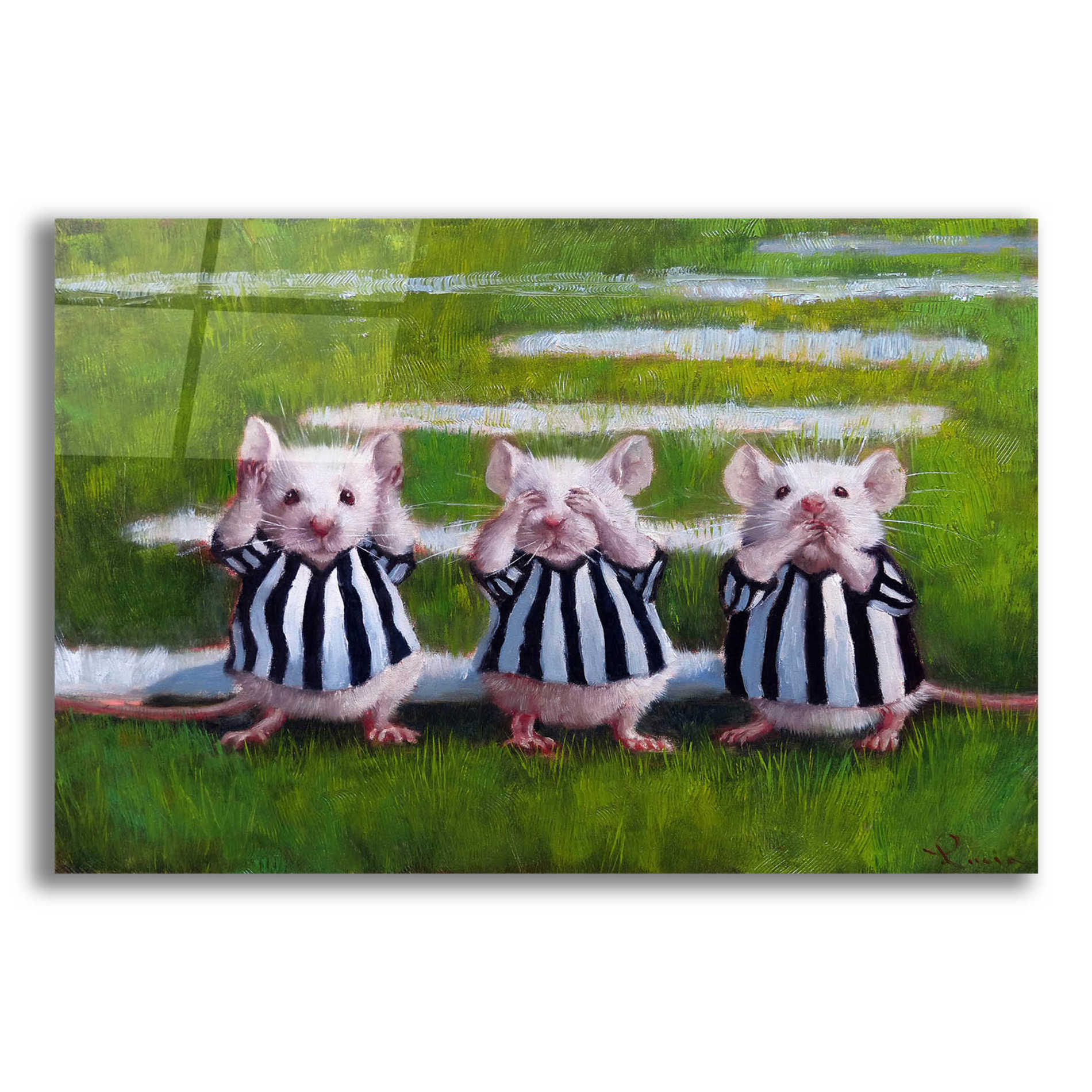 Epic Art 'Three Blind Mice' by Lucia Heffernan, Acrylic Glass Wall Art,24x16