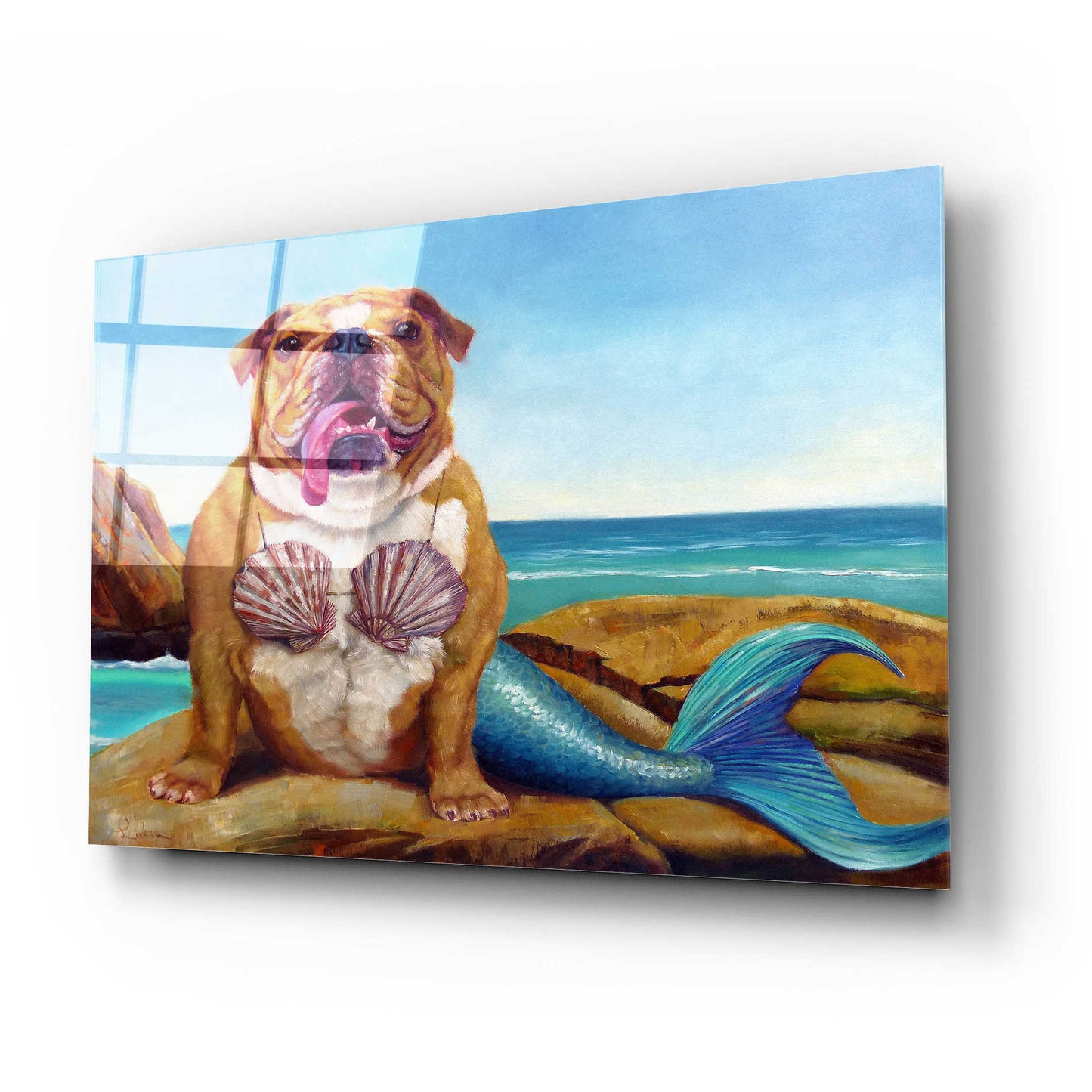 Epic Art 'Mermaid Dog' by Lucia Heffernan, Acrylic Glass Wall Art,24x16