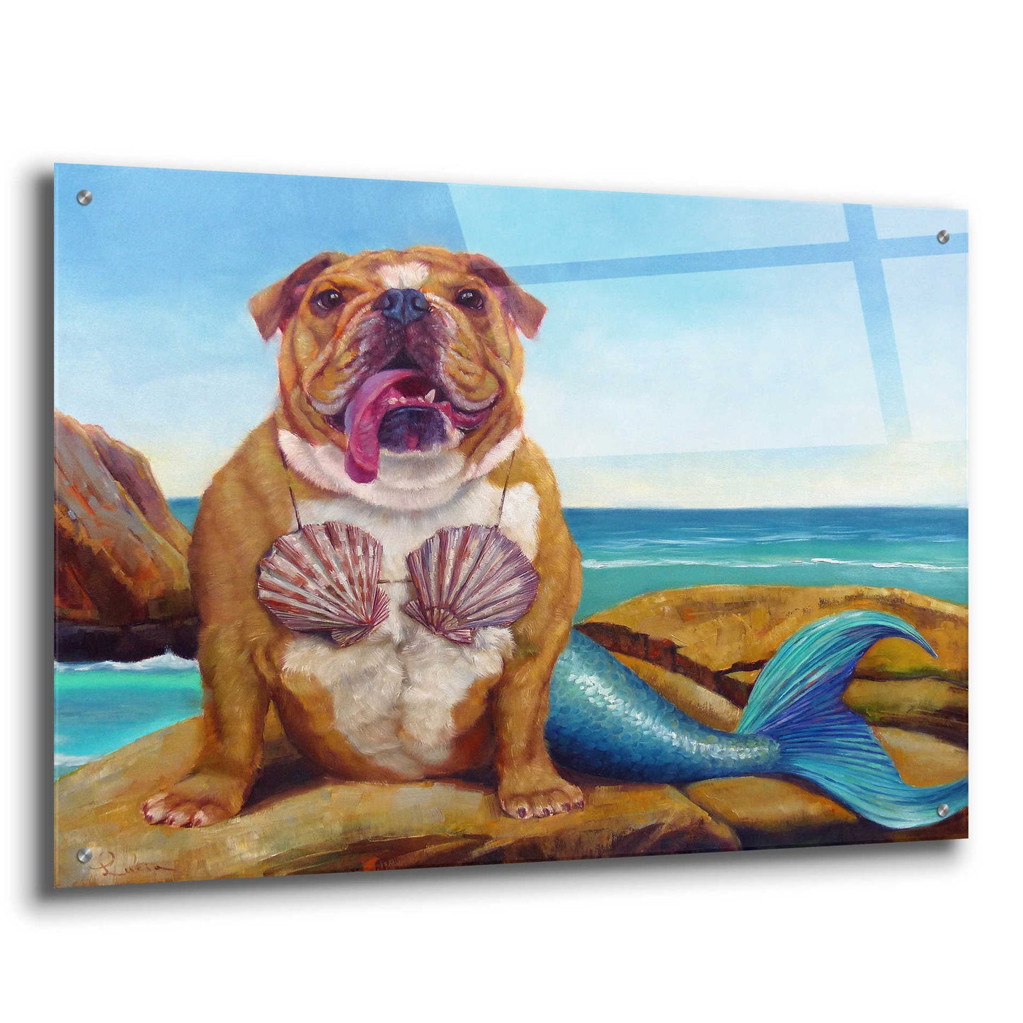 Epic Art 'Mermaid Dog' by Lucia Heffernan, Acrylic Glass Wall Art,36x24