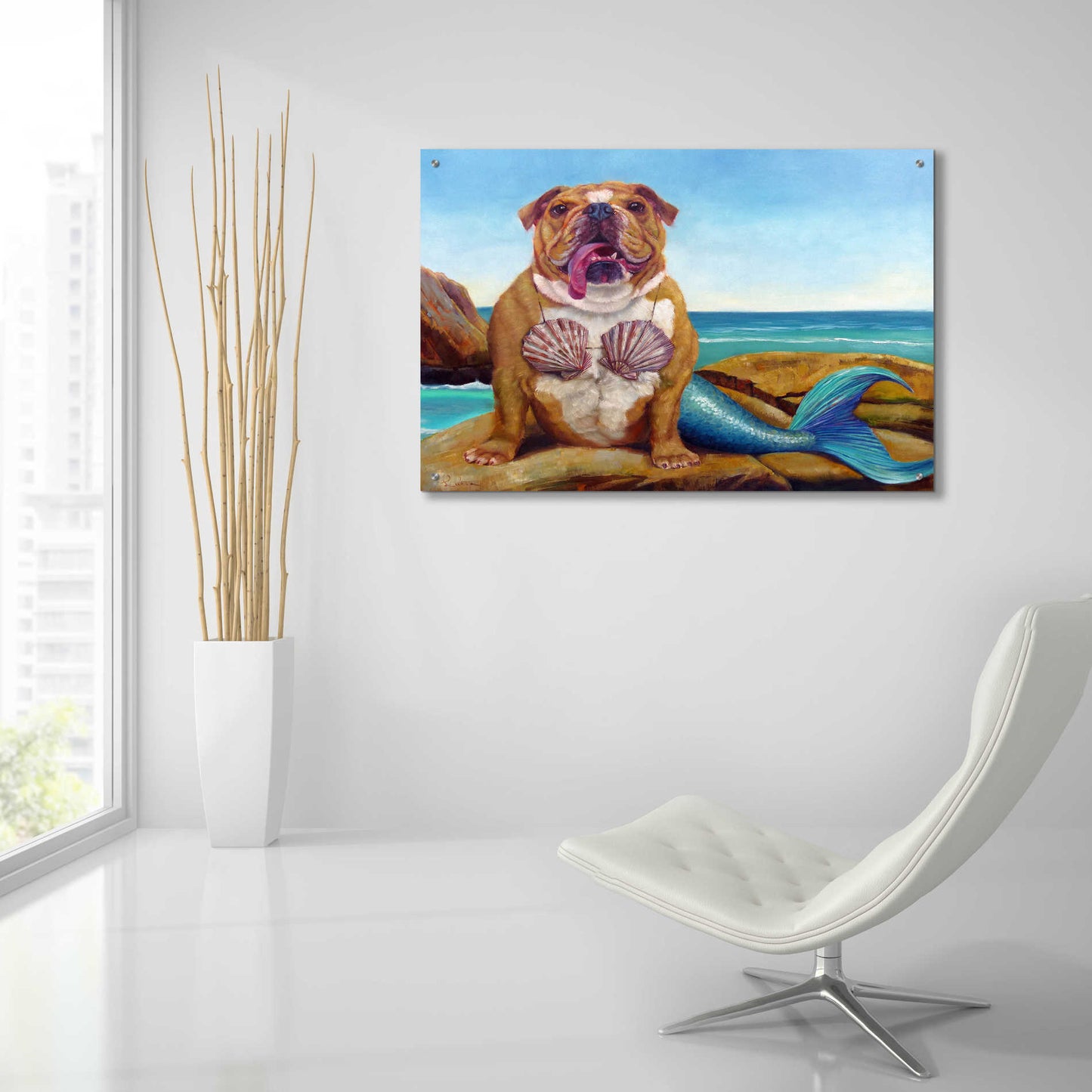 Epic Art 'Mermaid Dog' by Lucia Heffernan, Acrylic Glass Wall Art,36x24