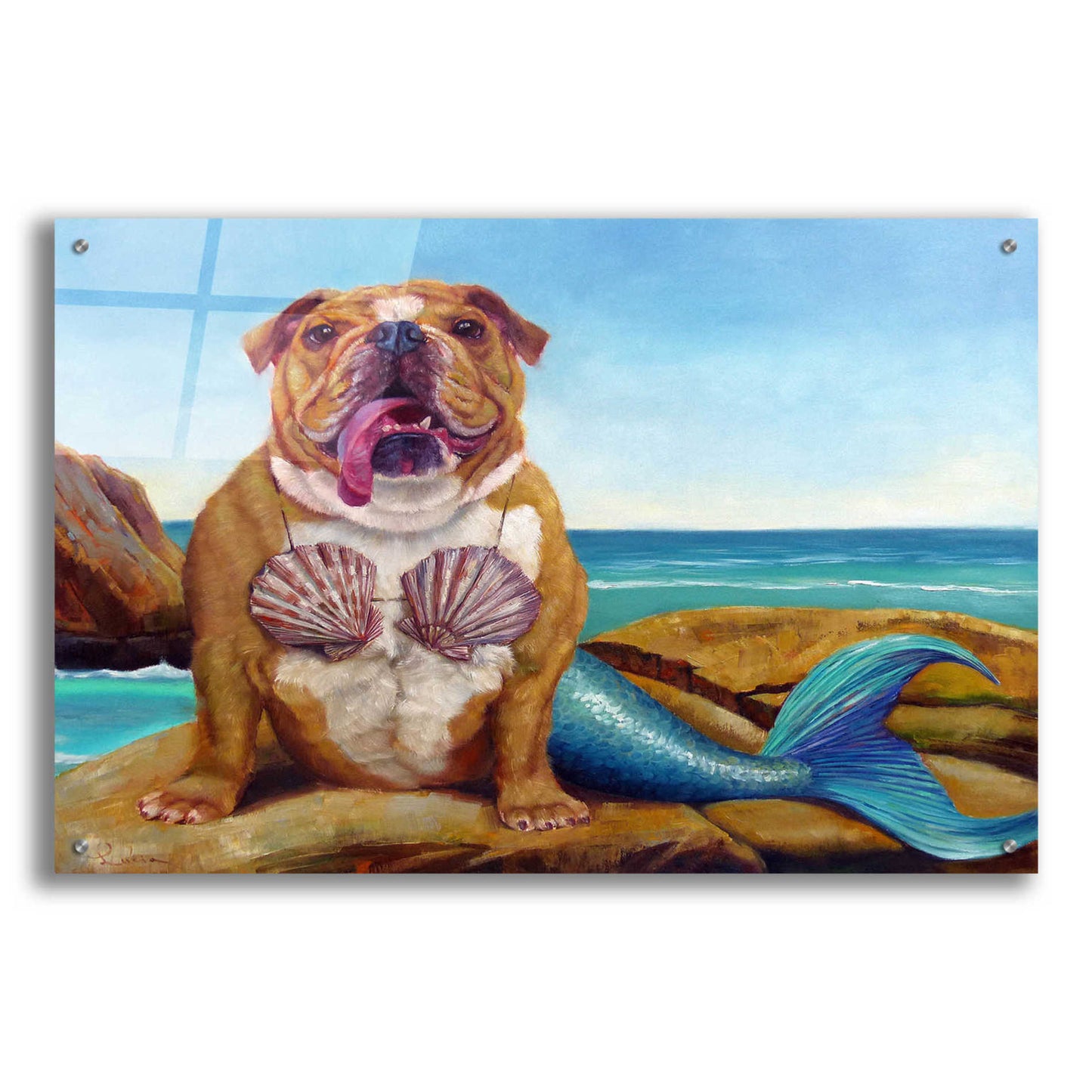 Epic Art 'Mermaid Dog' by Lucia Heffernan, Acrylic Glass Wall Art,36x24