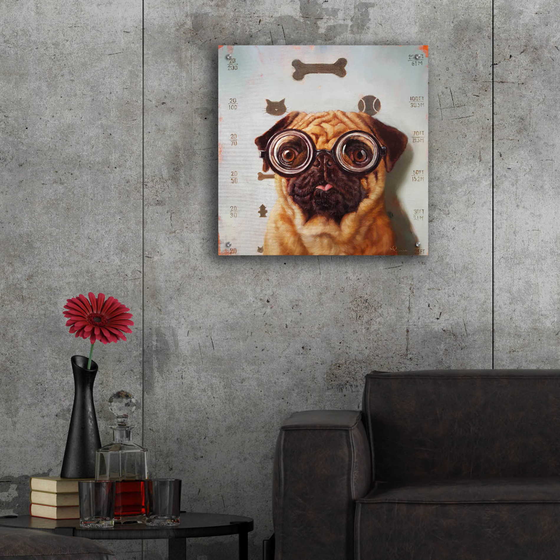 Epic Art 'Canine Eye Exam' by Lucia Heffernan, Acrylic Glass Wall Art,24x24