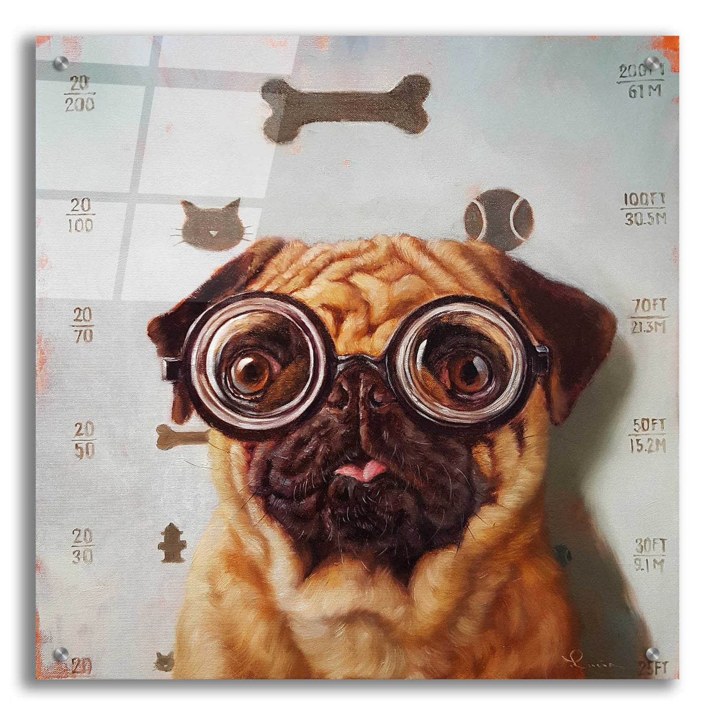 Epic Art 'Canine Eye Exam' by Lucia Heffernan, Acrylic Glass Wall Art,24x24