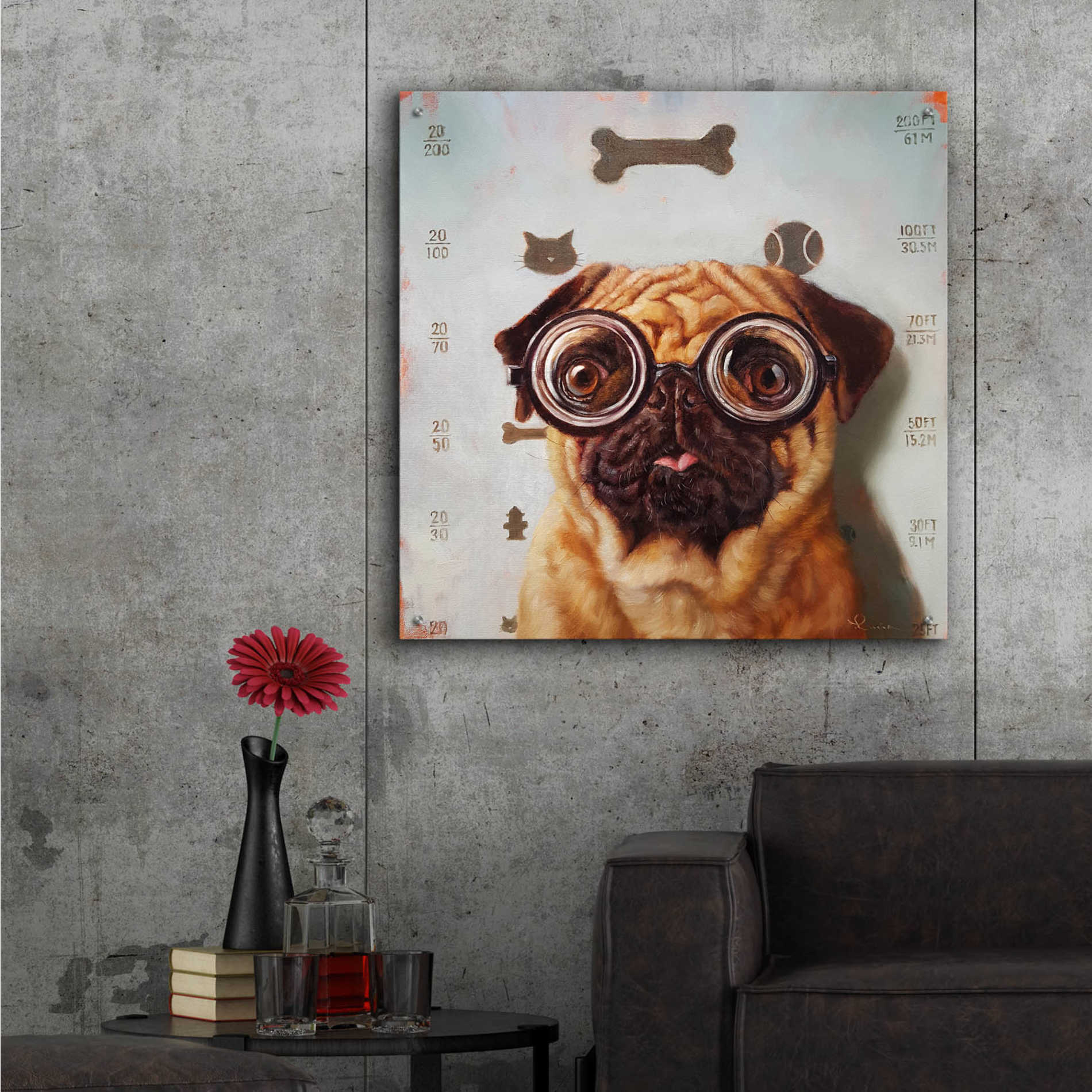 Epic Art 'Canine Eye Exam' by Lucia Heffernan, Acrylic Glass Wall Art,36x36