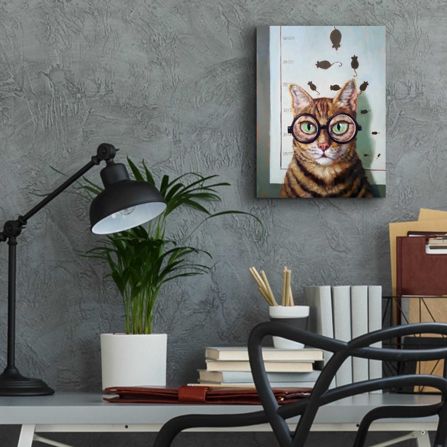 Epic Art 'Feline Eye Exam' by Lucia Heffernan, Acrylic Glass Wall Art,12x16