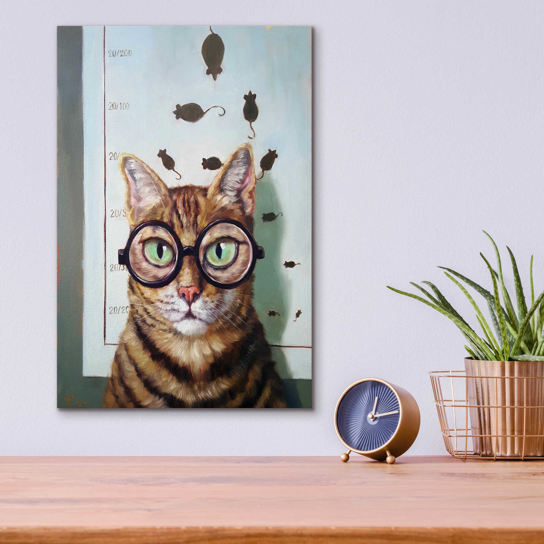 Epic Art 'Feline Eye Exam' by Lucia Heffernan, Acrylic Glass Wall Art,12x16