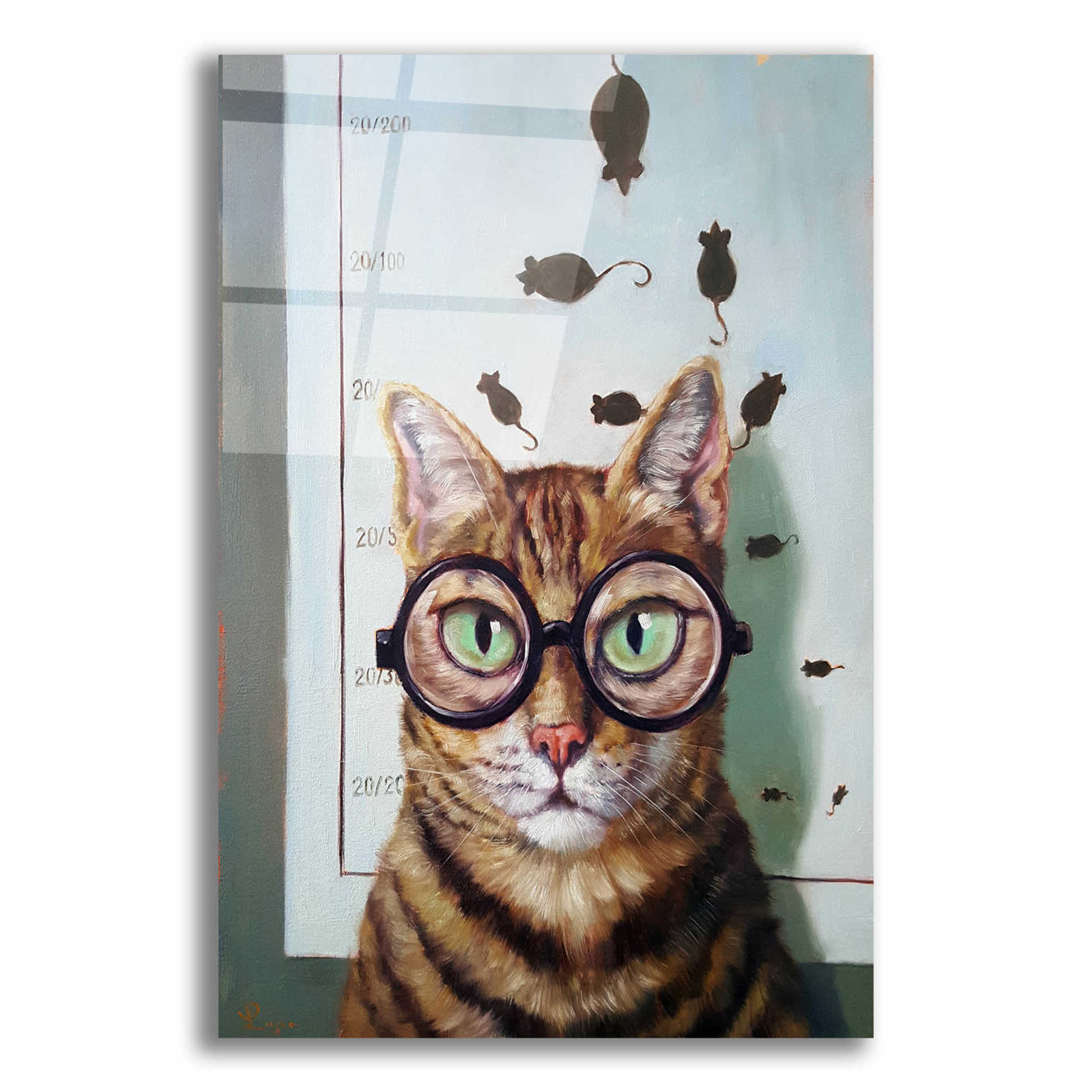 Epic Art 'Feline Eye Exam' by Lucia Heffernan, Acrylic Glass Wall Art,12x16