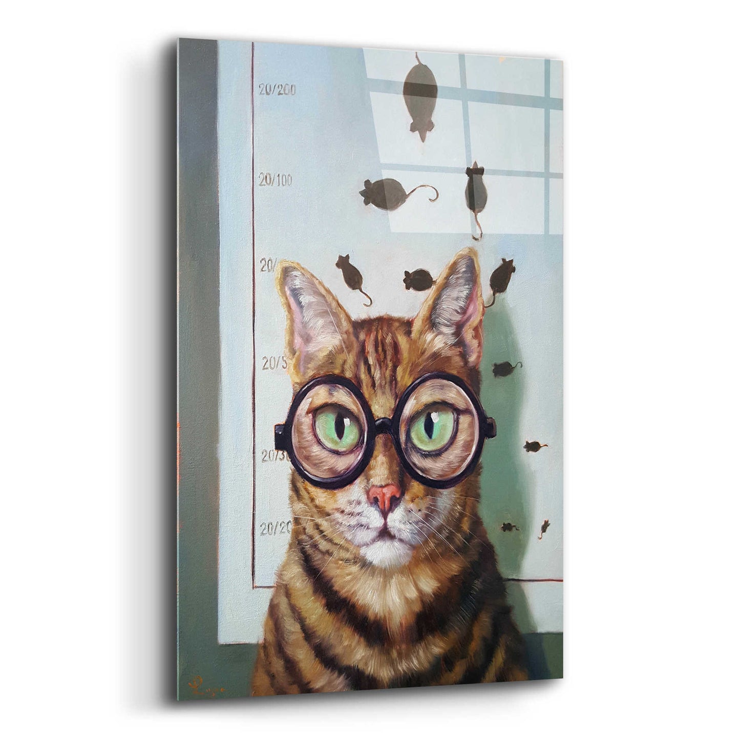 Epic Art 'Feline Eye Exam' by Lucia Heffernan, Acrylic Glass Wall Art,16x24