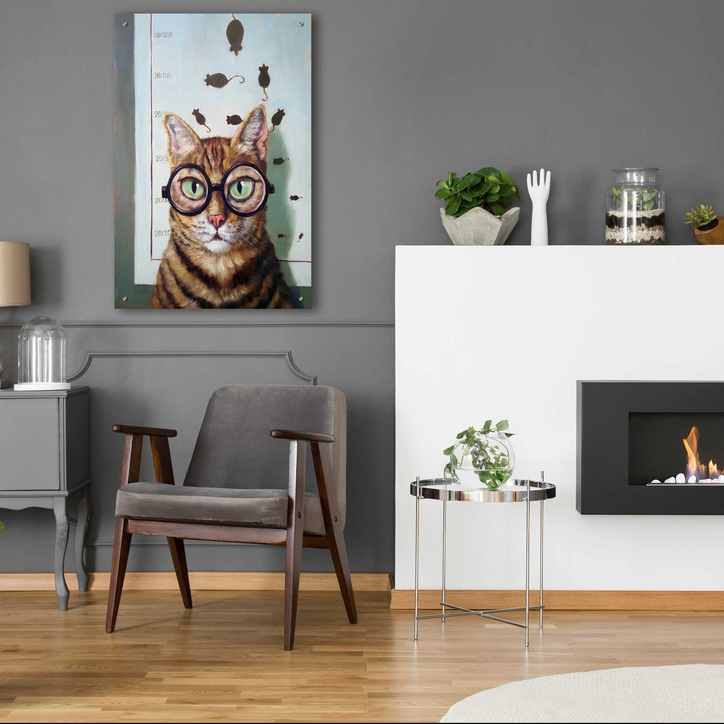 Epic Art 'Feline Eye Exam' by Lucia Heffernan, Acrylic Glass Wall Art,24x36