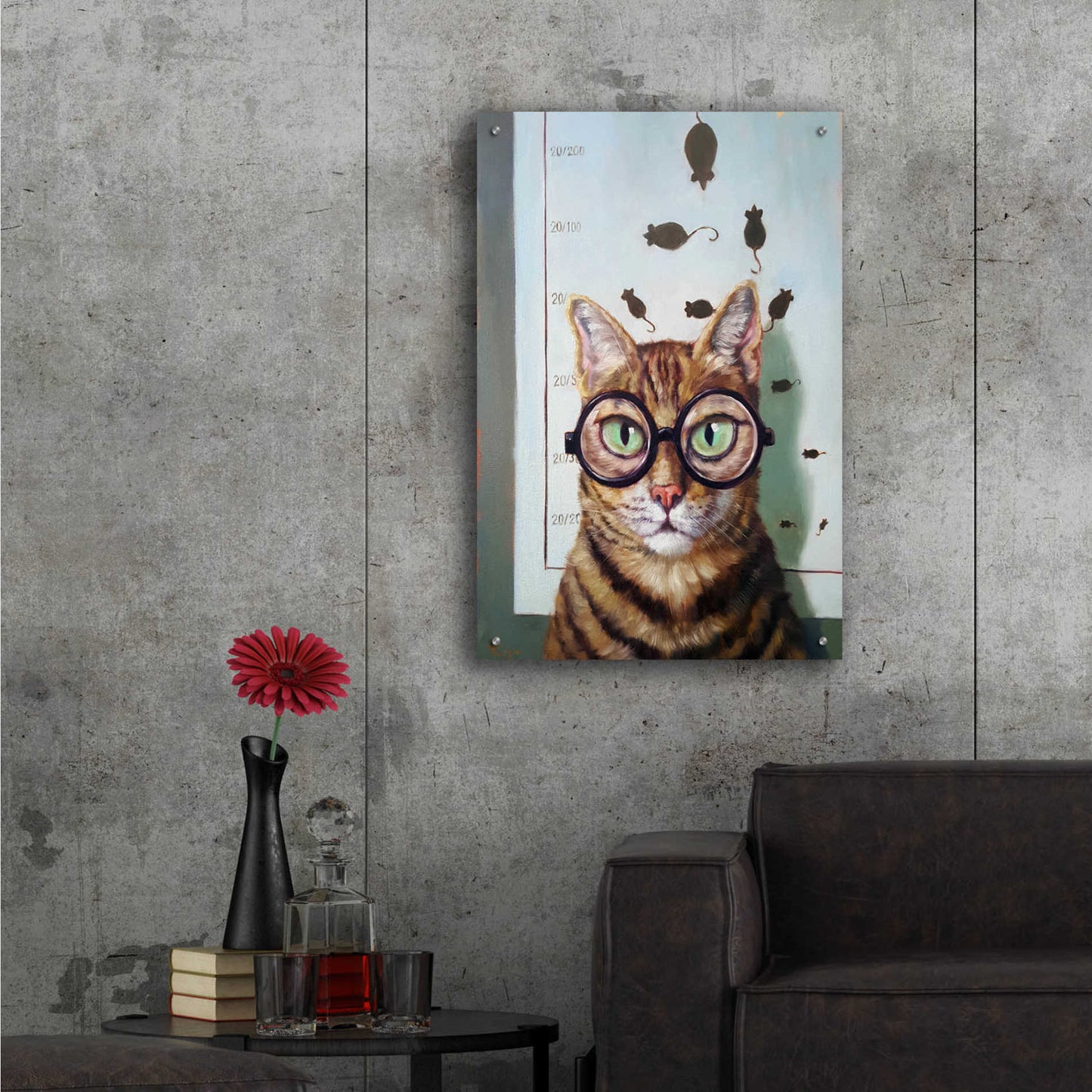 Epic Art 'Feline Eye Exam' by Lucia Heffernan, Acrylic Glass Wall Art,24x36