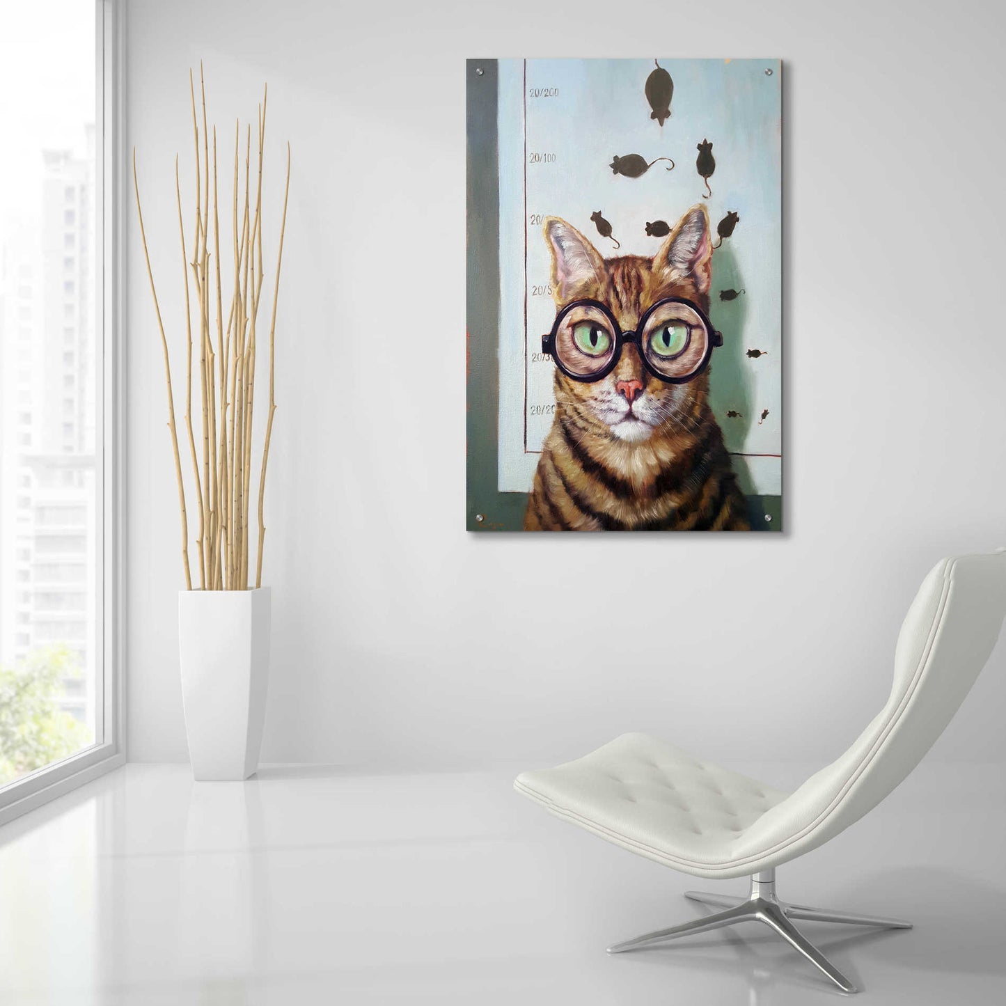 Epic Art 'Feline Eye Exam' by Lucia Heffernan, Acrylic Glass Wall Art,24x36