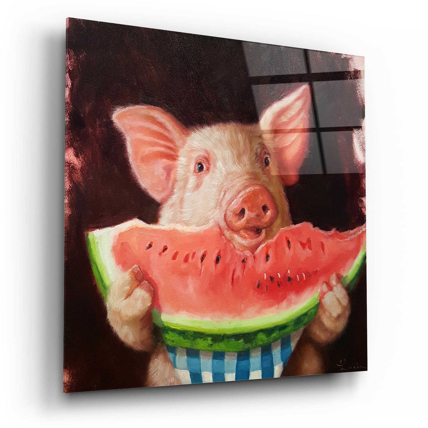 Epic Art 'Pig Out' by Lucia Heffernan, Acrylic Glass Wall Art,12x12