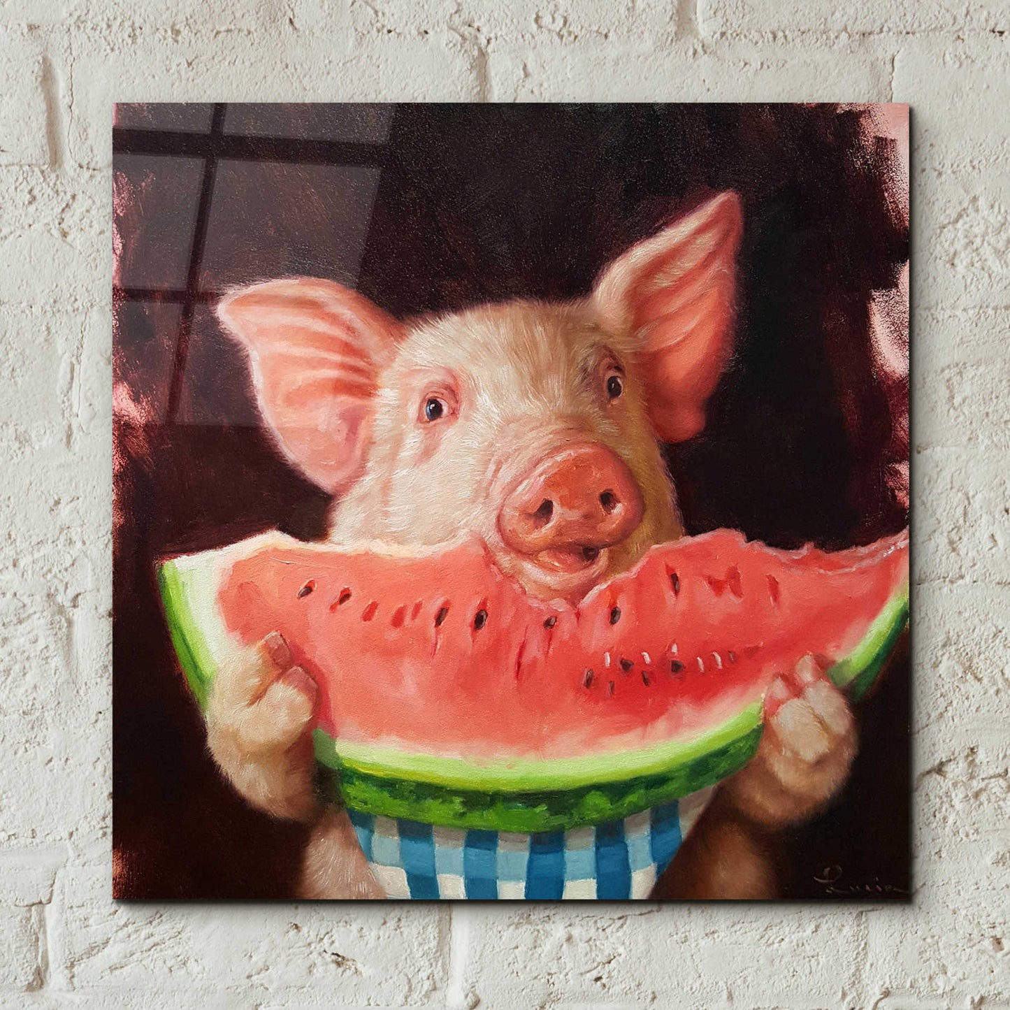 Epic Art 'Pig Out' by Lucia Heffernan, Acrylic Glass Wall Art,12x12