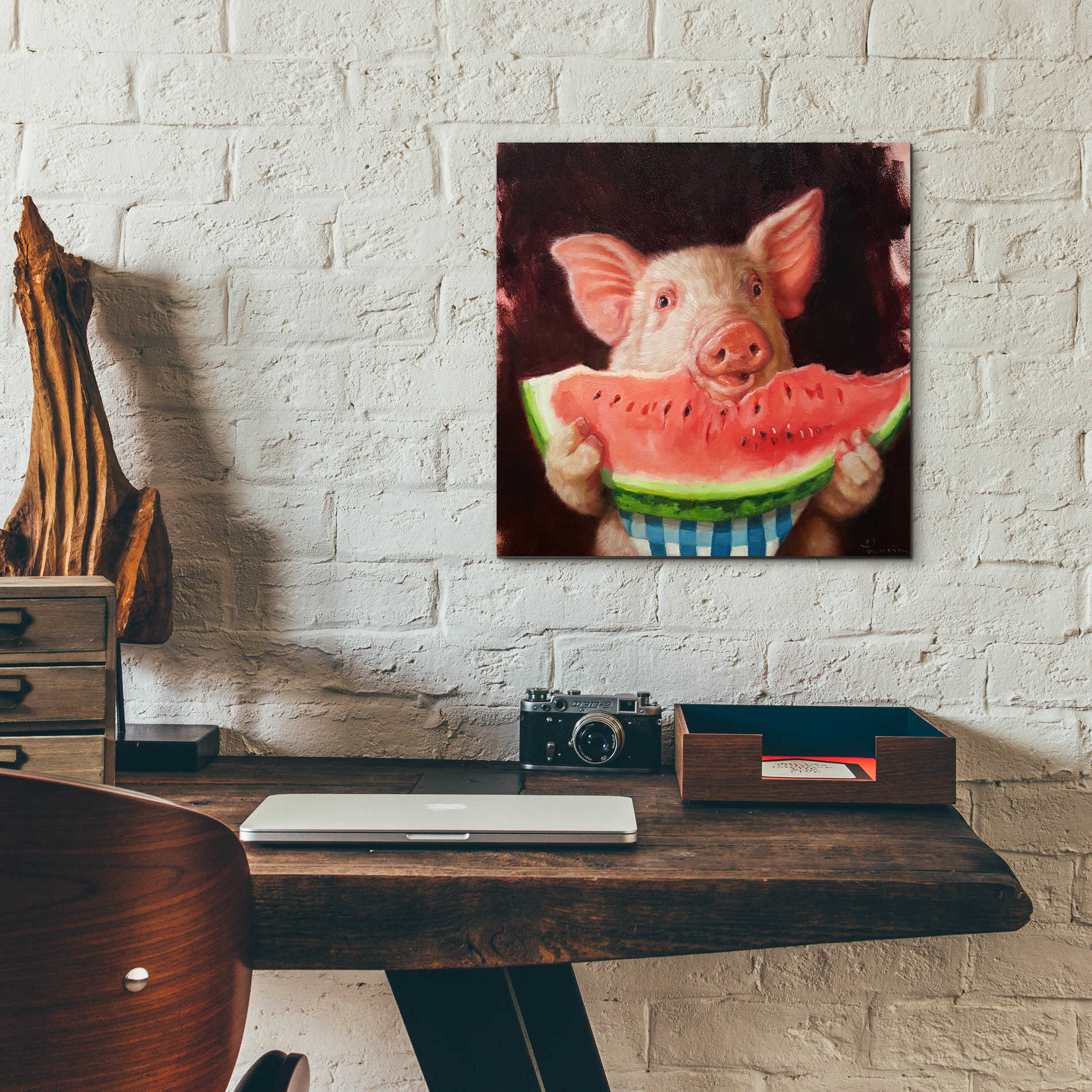 Epic Art 'Pig Out' by Lucia Heffernan, Acrylic Glass Wall Art,12x12