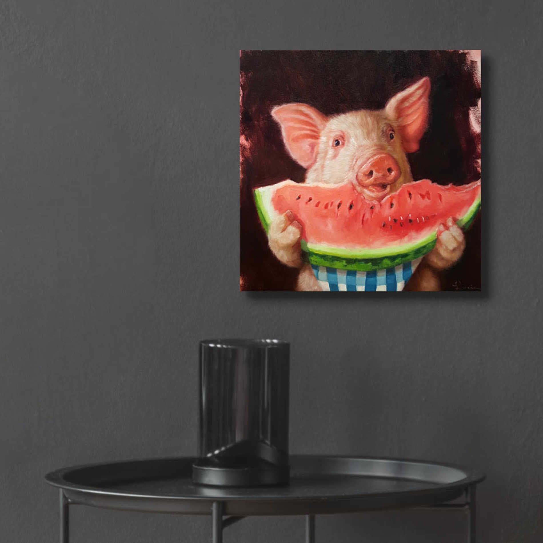 Epic Art 'Pig Out' by Lucia Heffernan, Acrylic Glass Wall Art,12x12